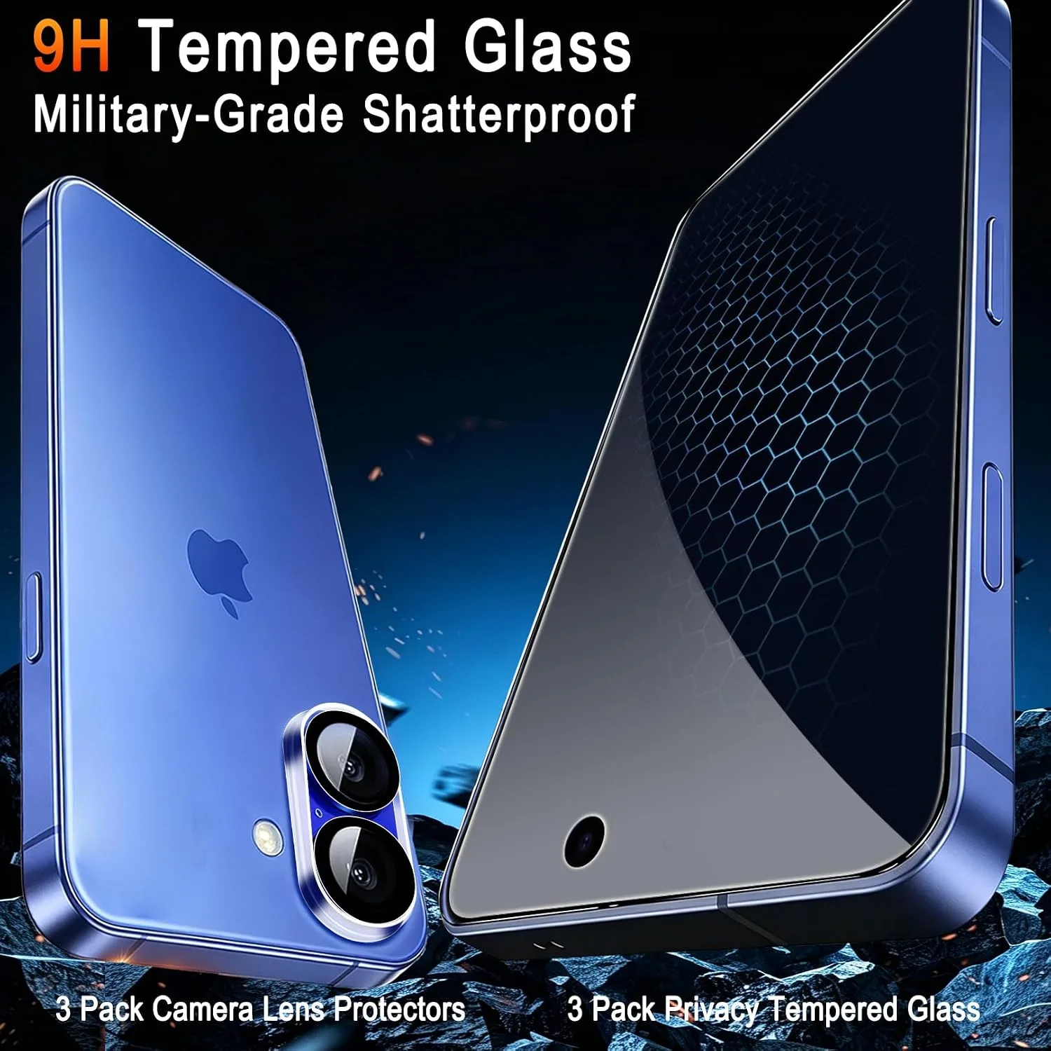 TZGZT Privacy Screen Protector for iPhone 16, Tempered Glass, Case Friendly
