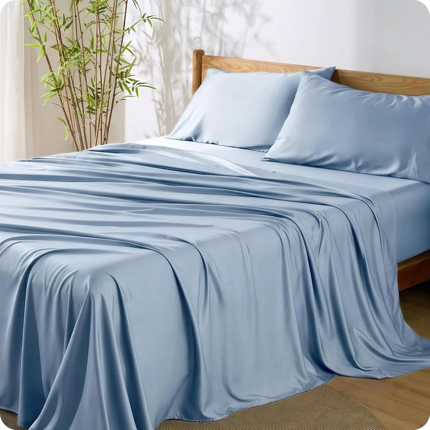 Bedsure PureWoven 100% Rayon Derived from Bamboo, Full Size Sheets, 4 PCS
