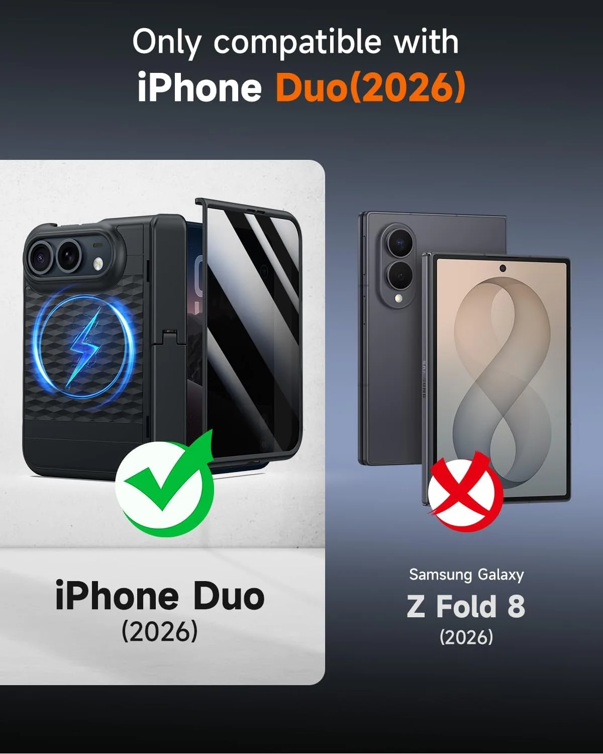 seacosmo for iPhone Duo Case Stand with Privacy Screen Protector Black