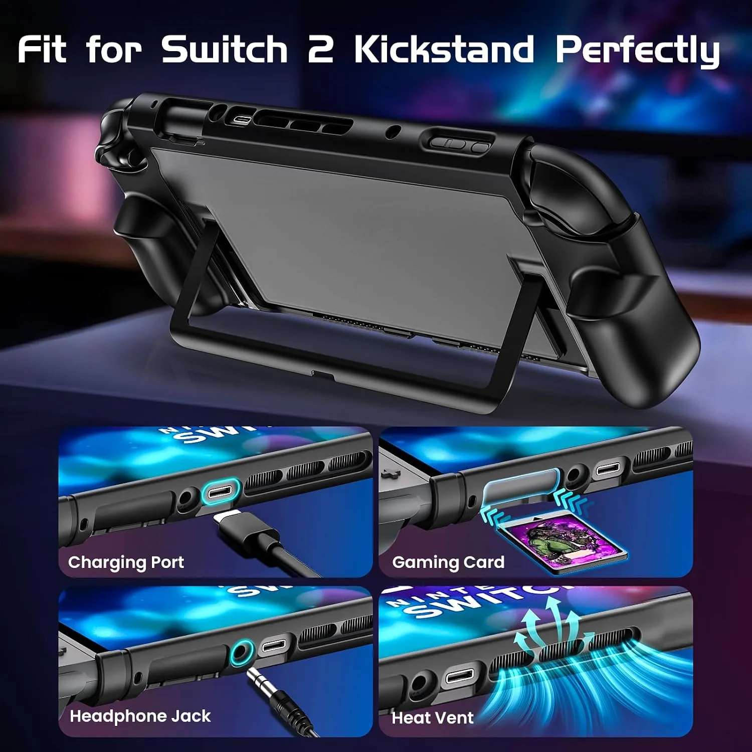 Dockable Protective Case for Nintendo Switch 2, TPU Ergonomic Grip Cover