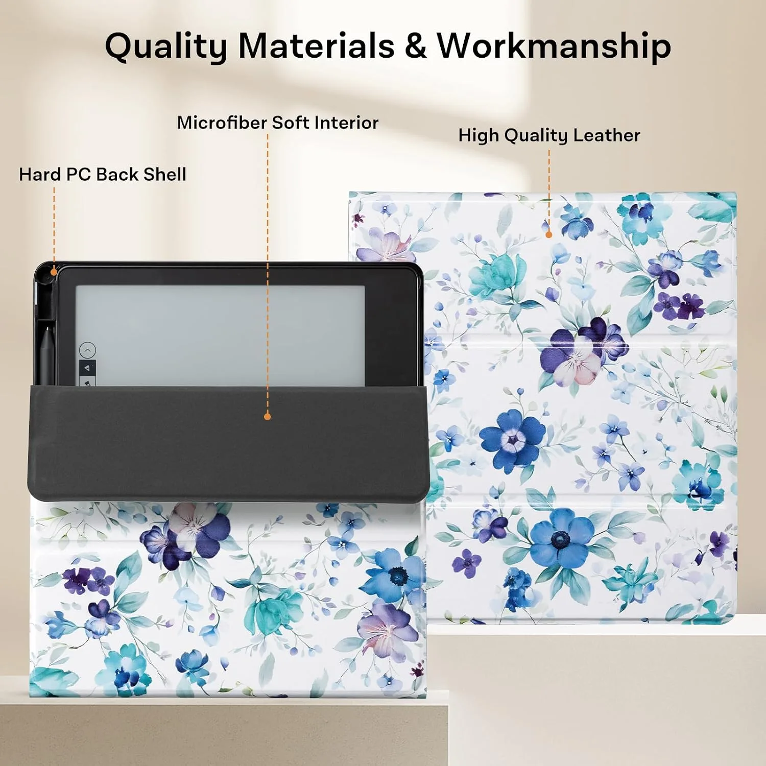 CoBak Stand Case for Kindle Scribe - Premium Folio Leather Cover with Pen Holder, Auto Sleep/Wake - Compatible with 10.2 Inch Kindle Scribe (2022/2024 Release)