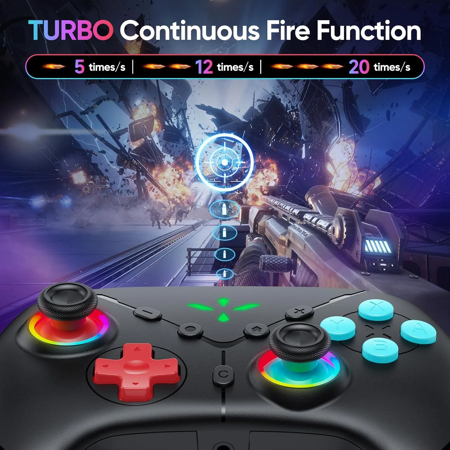 Yommor Wireless Switch 2 Pro Controller for Switch 2/Switch/Lite/PC,Hall Effect Joystick for Switch 2 Pro Controller with Wake-Up/Turbo/Dual Vibration/Programmable,Blcak