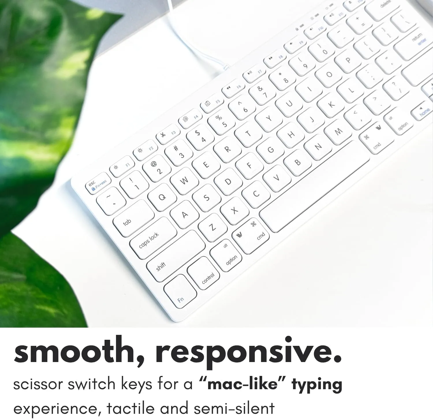 Macally USB Wired Keyboard for Mac and Windows PC - Plug and Play Apple Keyboard with 78 Scissor Switch Keys and 13 Shortcut Keys - Compact & Small that Saves Spaces and Looks Great - White