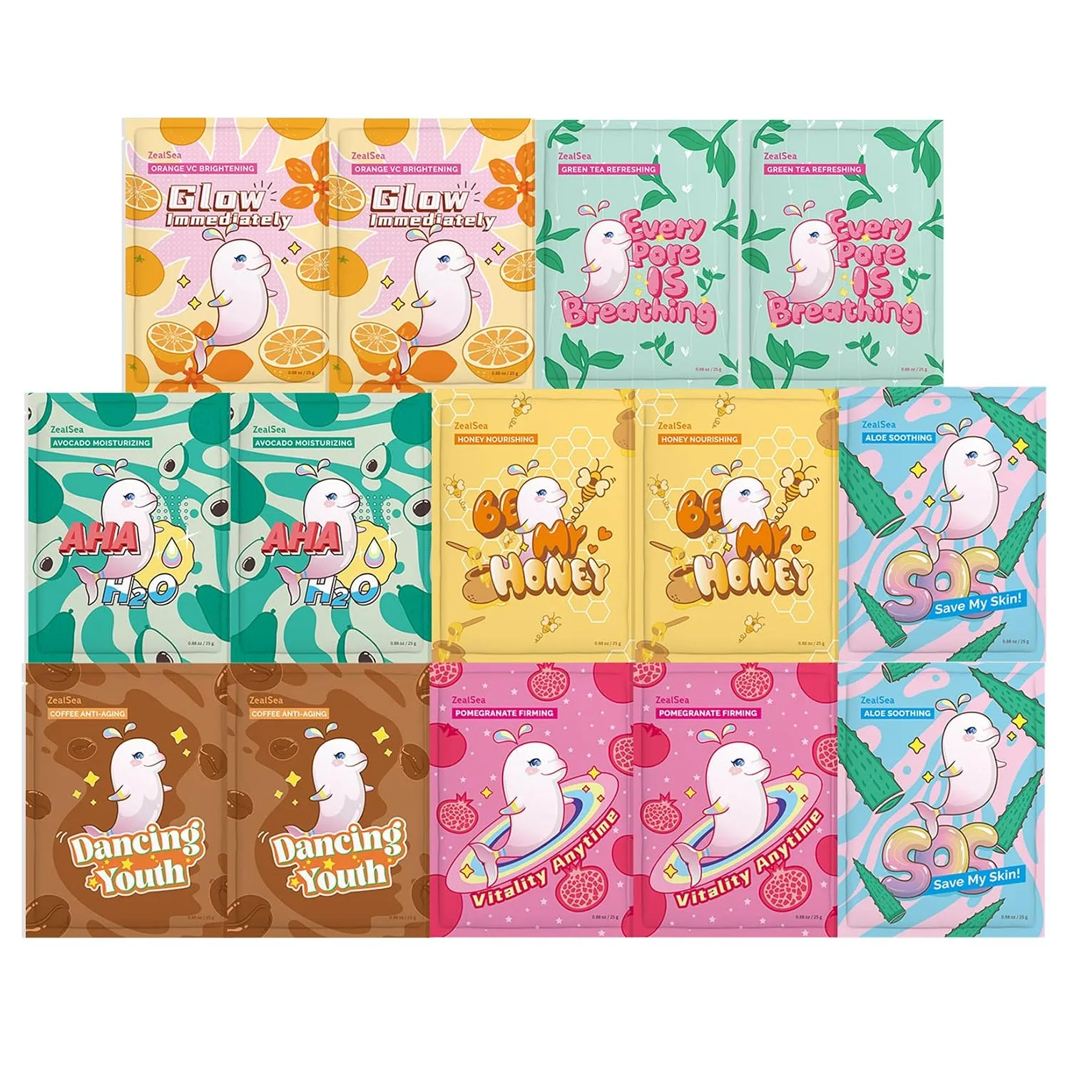 ZealSea Face Mask Skincare, 14 Pack Facial Sheet Masks, Spa Gifts for Women
