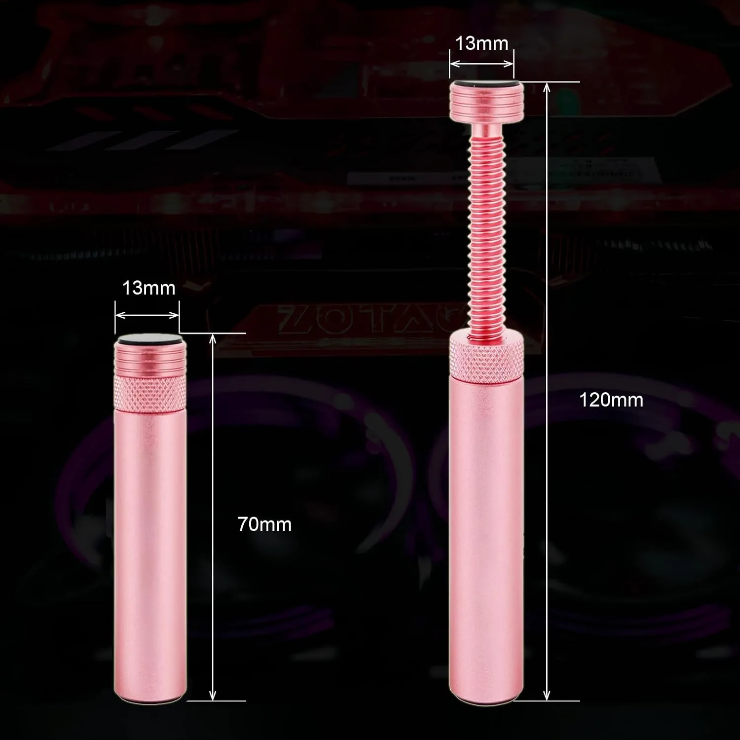 Aivalas GPU Support Bracket, Graphics Video Card Brace with Height Adjustable, Anti Sag Holder for Universal Graphics Card Sag, GPU Stand with Magnet and Rubber Pad, Pink
