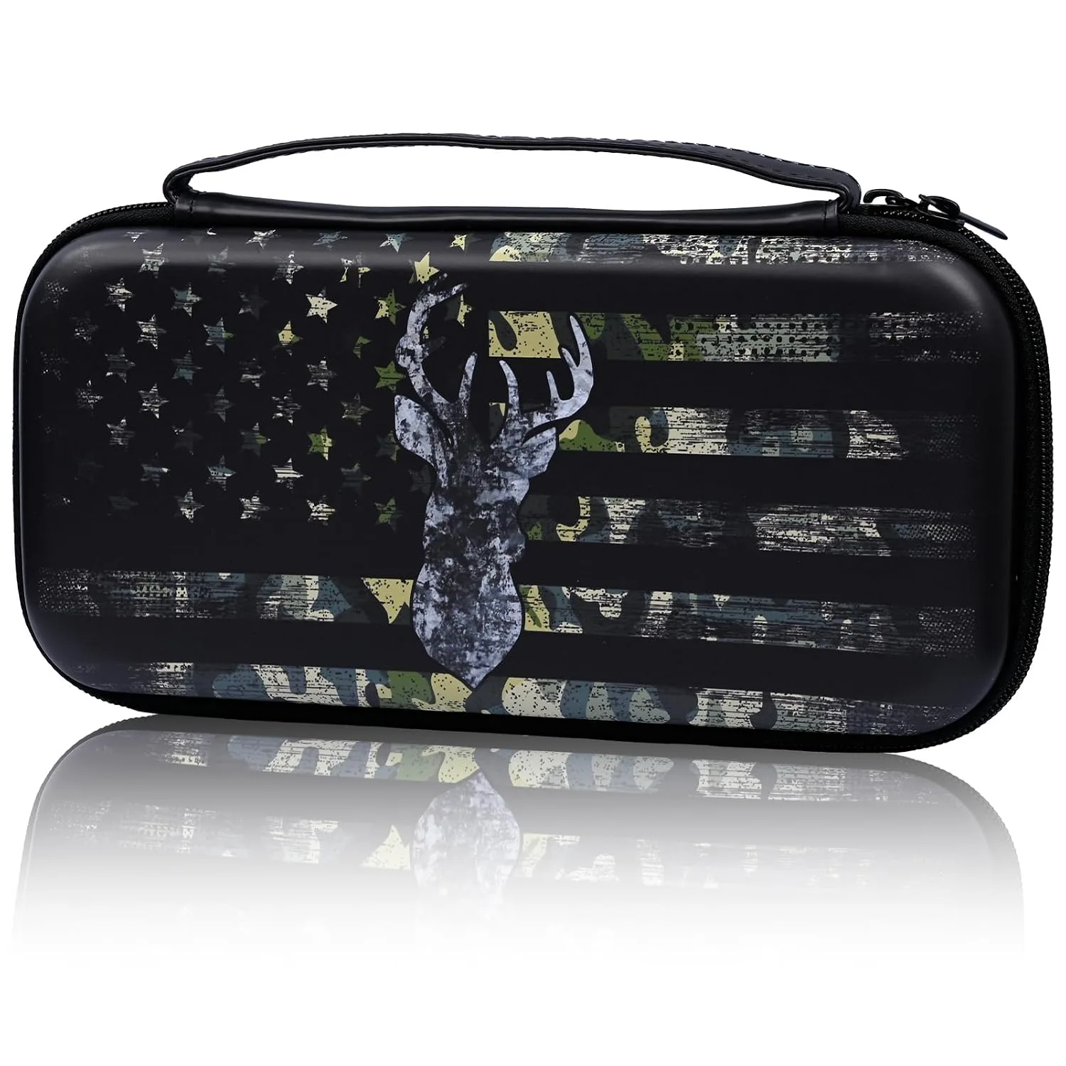 WtallasiSei Camouflage Flag Deer Hunting Carry Case Compatible With Nintendo Switch Lite And Switch Oled, Hard Portable Travel Storage Bag For Accessories Console