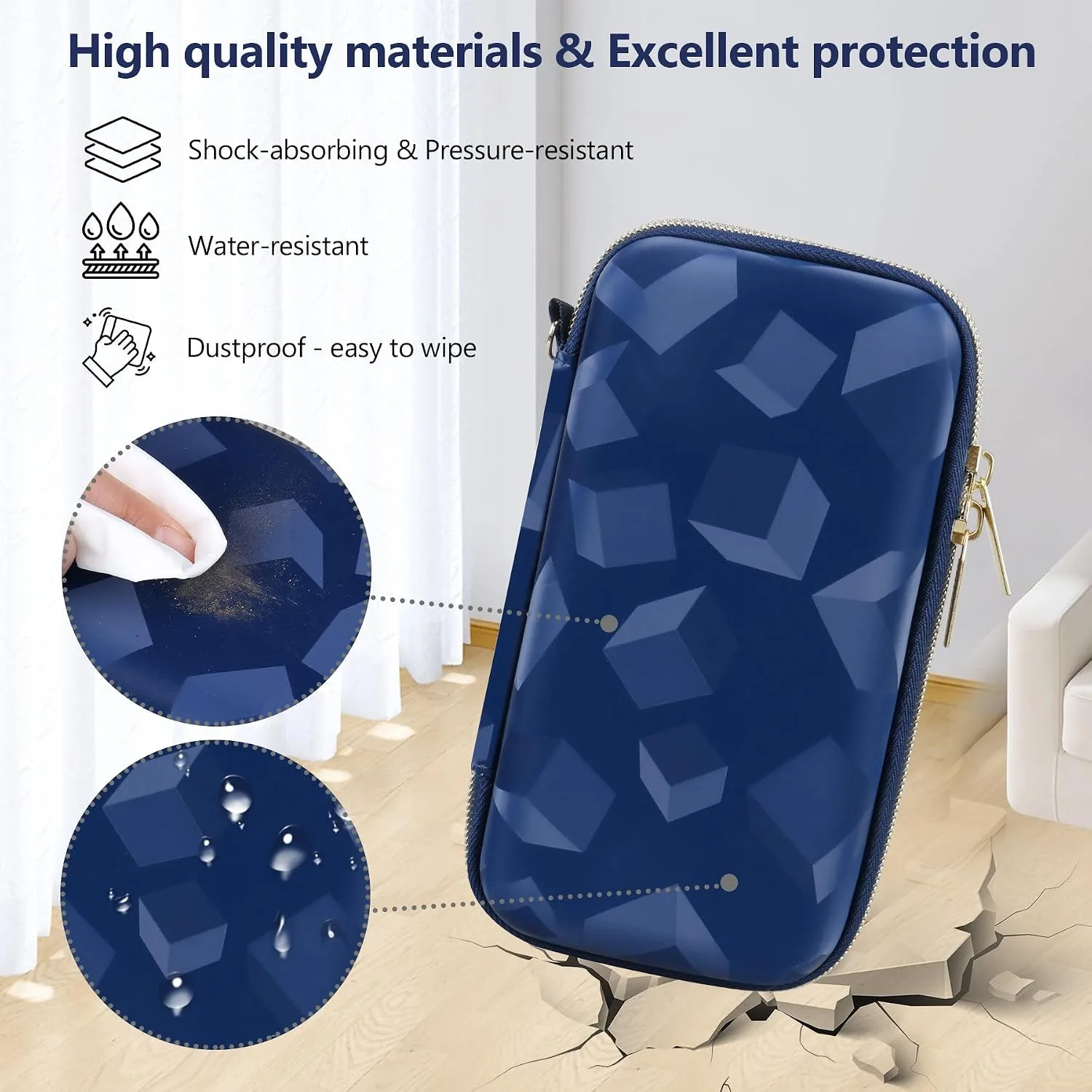 Supmay Hard Carrying Case Compatible with Nintendo DS Lite NDSL, Gameboy Advance Games Storage Holder Travel Bag with Mesh Pocket for USB Charging Cable, Stylus, Earphones, Game Cartridge, Blue