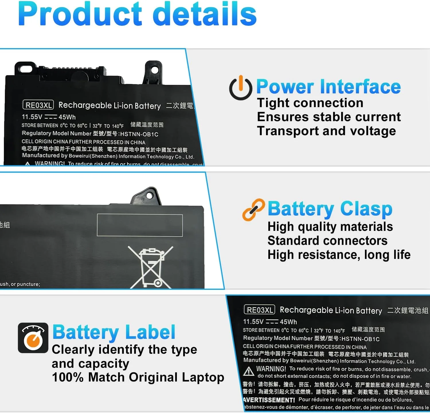 RE03XL L32656-005 Battery for HP ProBook 430 440 445 450 455 G6 G7