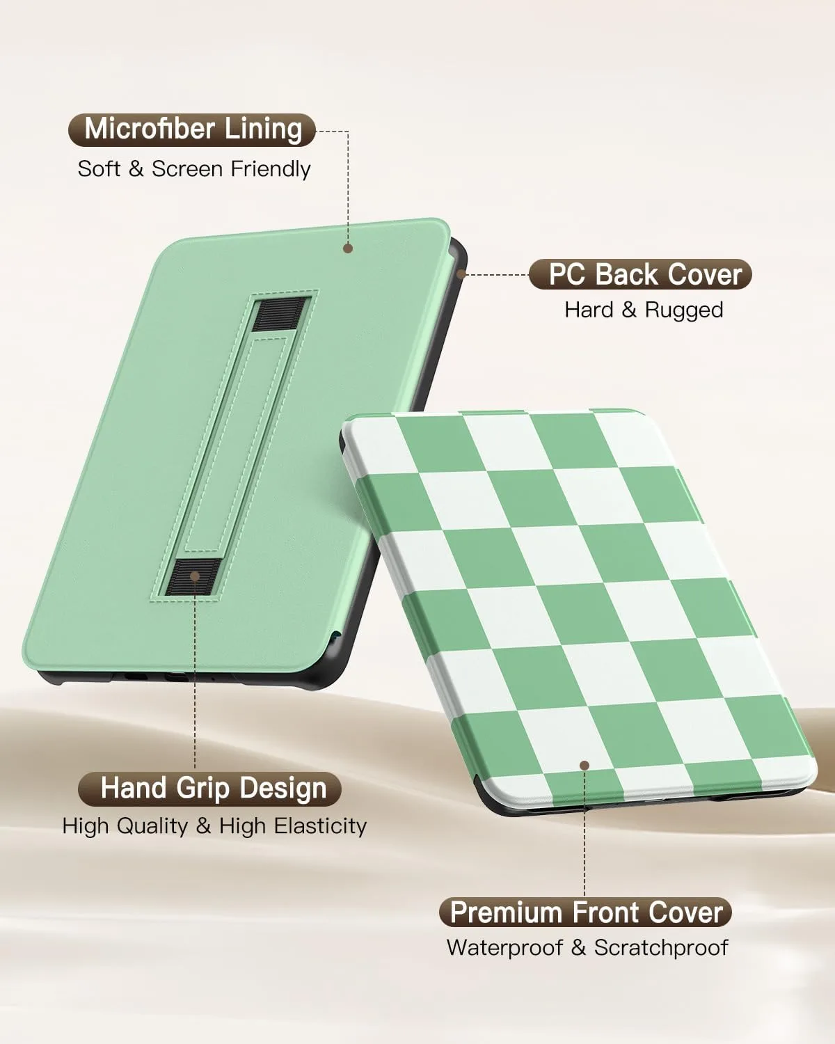 MoKo Case for 6" E-Reader (11th Generation-2024/2022), Green Checkered