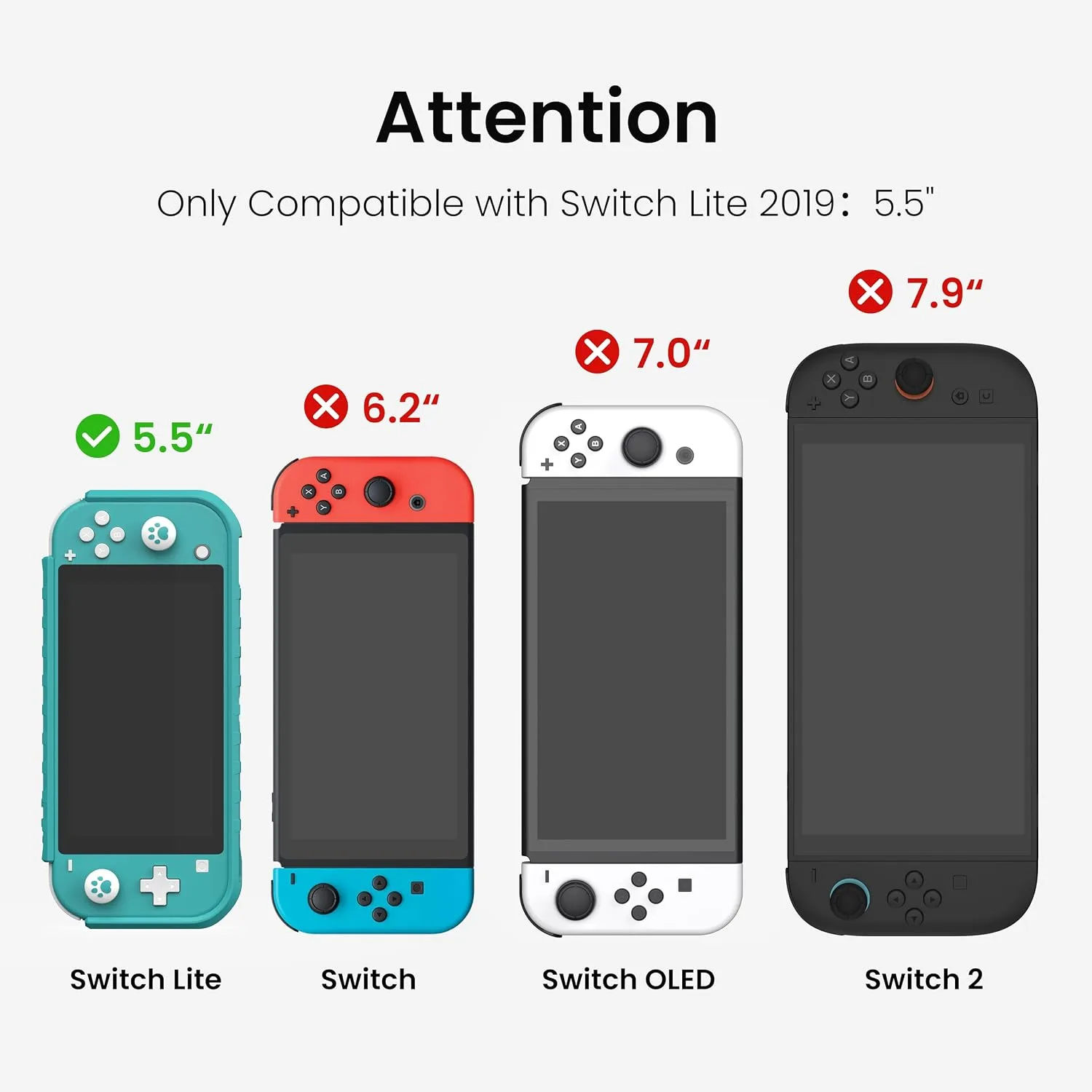 KIWIHOME Protective Case for Switch Lite 2019, with Thumb Grip Caps