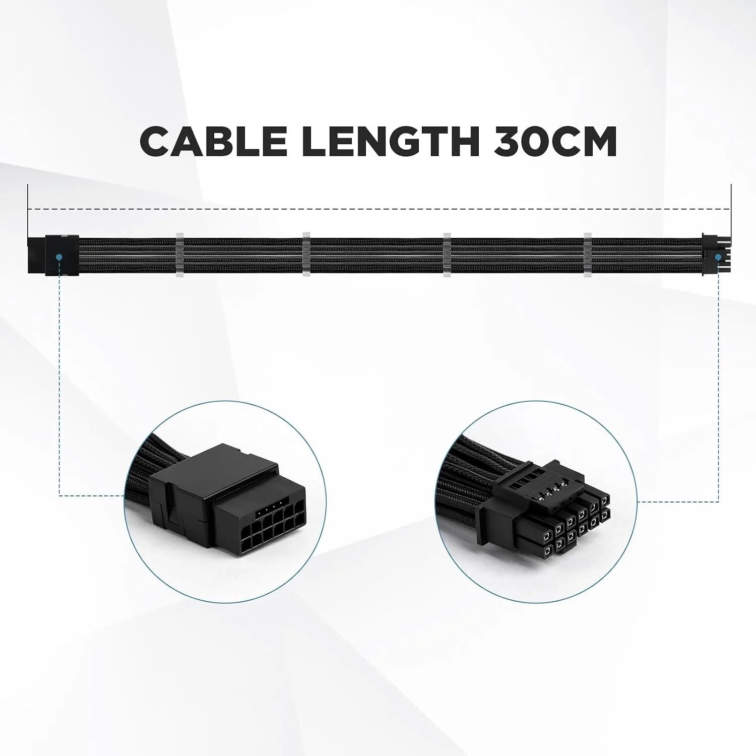 AsiaHorse 12VHPWR Adapter Cable Extension, 600 Watts Rated 12+4-Pin (16-Pin) Female to Male PCIe Extension Cable, Compatible with RTX 3090Ti 4070ti 4080 4090, 3CM Length (Black)
