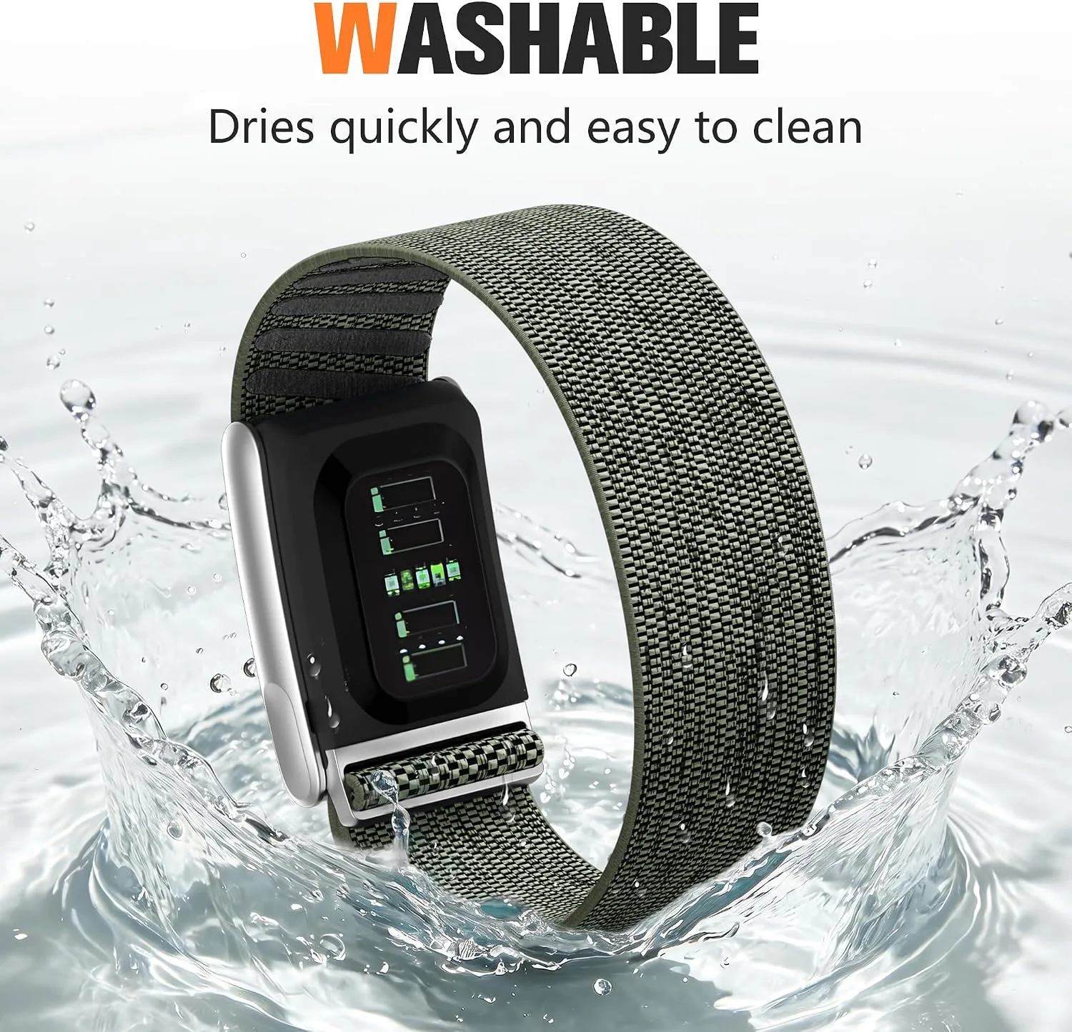 Getino Sport Band Compatible with Whoop 5.0 Bands One, Peak and Life/MG, Breathable Adjustable Elastic Replacement Soft Nylon Strap Accessories for Whoop Band 5.0 Fitness Tracker, Green