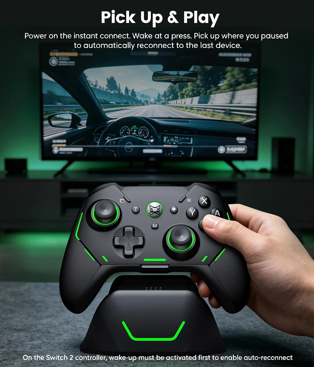 Svetaecho Switch 2 Controller with Charging Dock, Hall Effect Joystick & Trigger, Wireless Pro Controller for Nintendo Switch/Switch 2/OLED/Lite, 7 Color RGB, Programmable Macros & Turbo-NC800