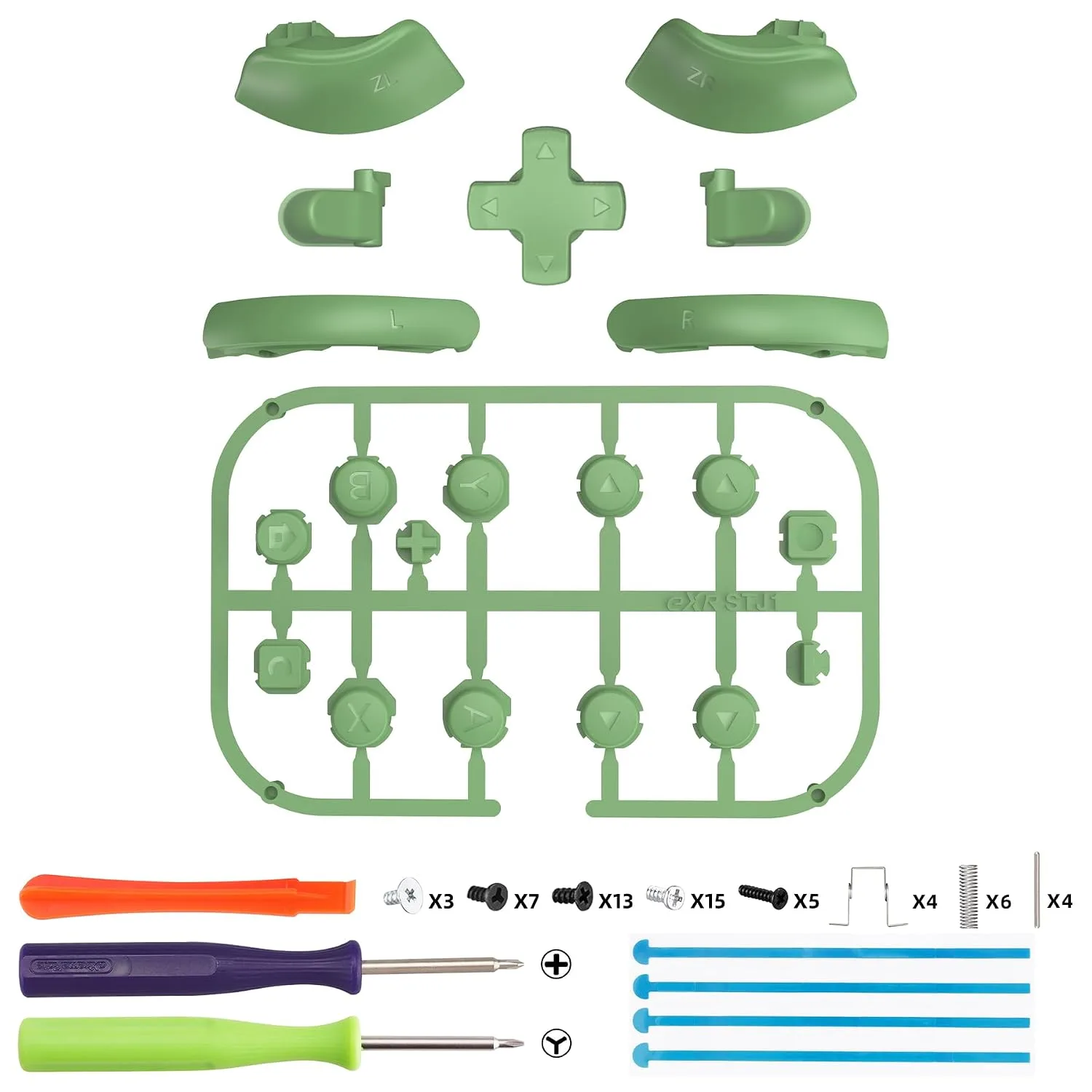 eXtremeRate DIY Replacement Full Set Buttons for Joycon 2, Custom ABXY Direction Keys Dpad + - C Home Capture Release L R ZR ZL Trigger Buttons for Nintendo Switch 2 Controller - Matcha Green