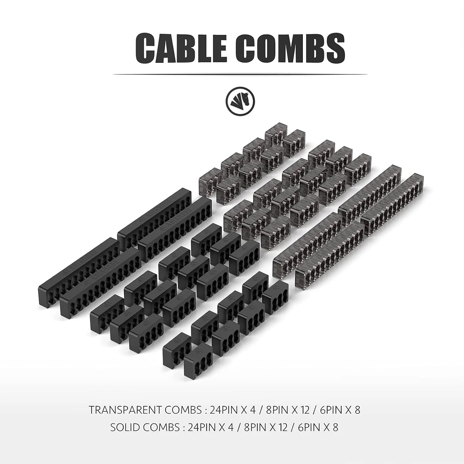 AsiaHorse 18AWG PSU Cable Extension Kit GPU PC Audio Video Power Supply Soft Braided Cables with Two Color Comb Kit 24P/8P to 6+2P/ 8P to 4+4P 30CM (Black White)