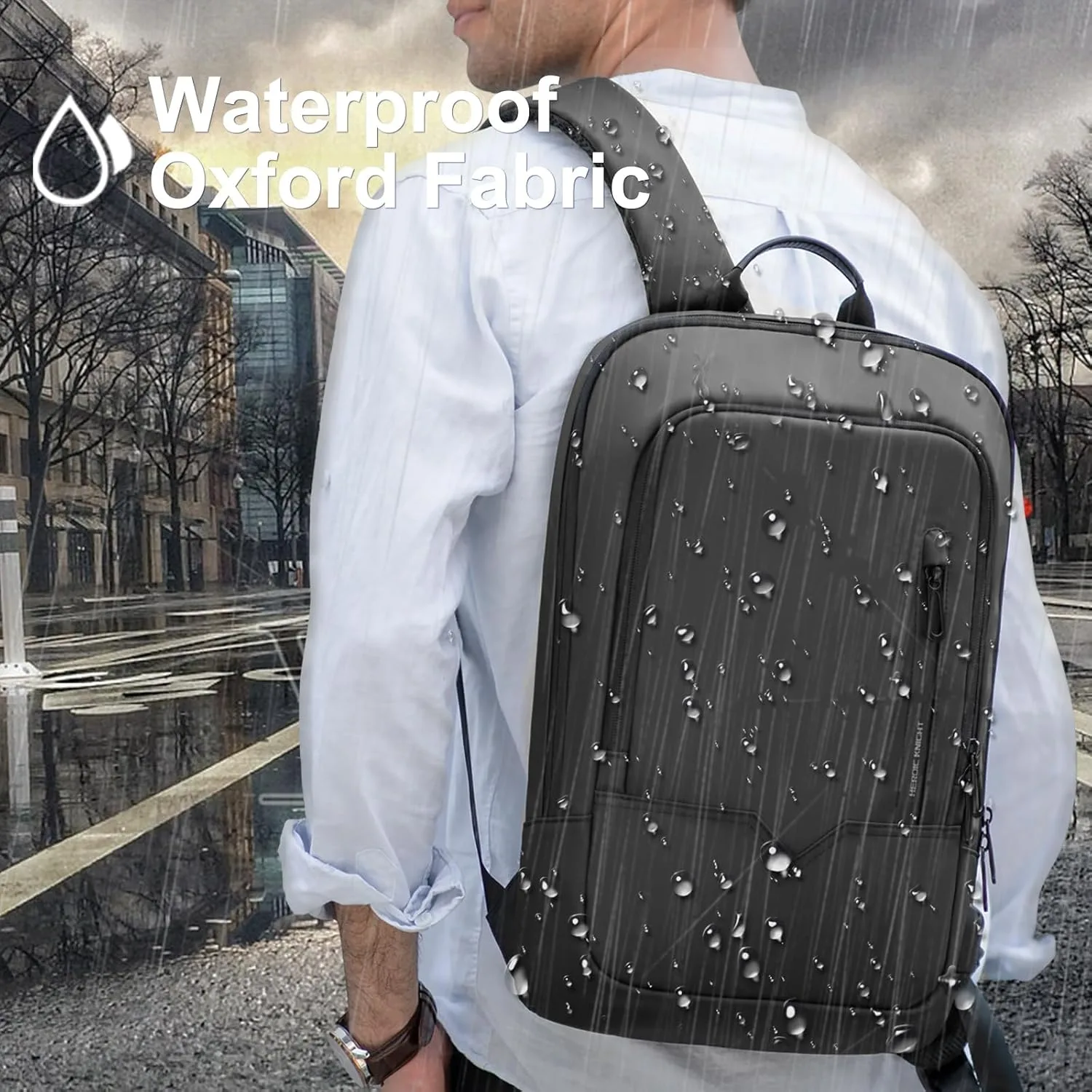 hk Backpack for Men, Business Slim Computer Bag for 17.3 Inch Laptop