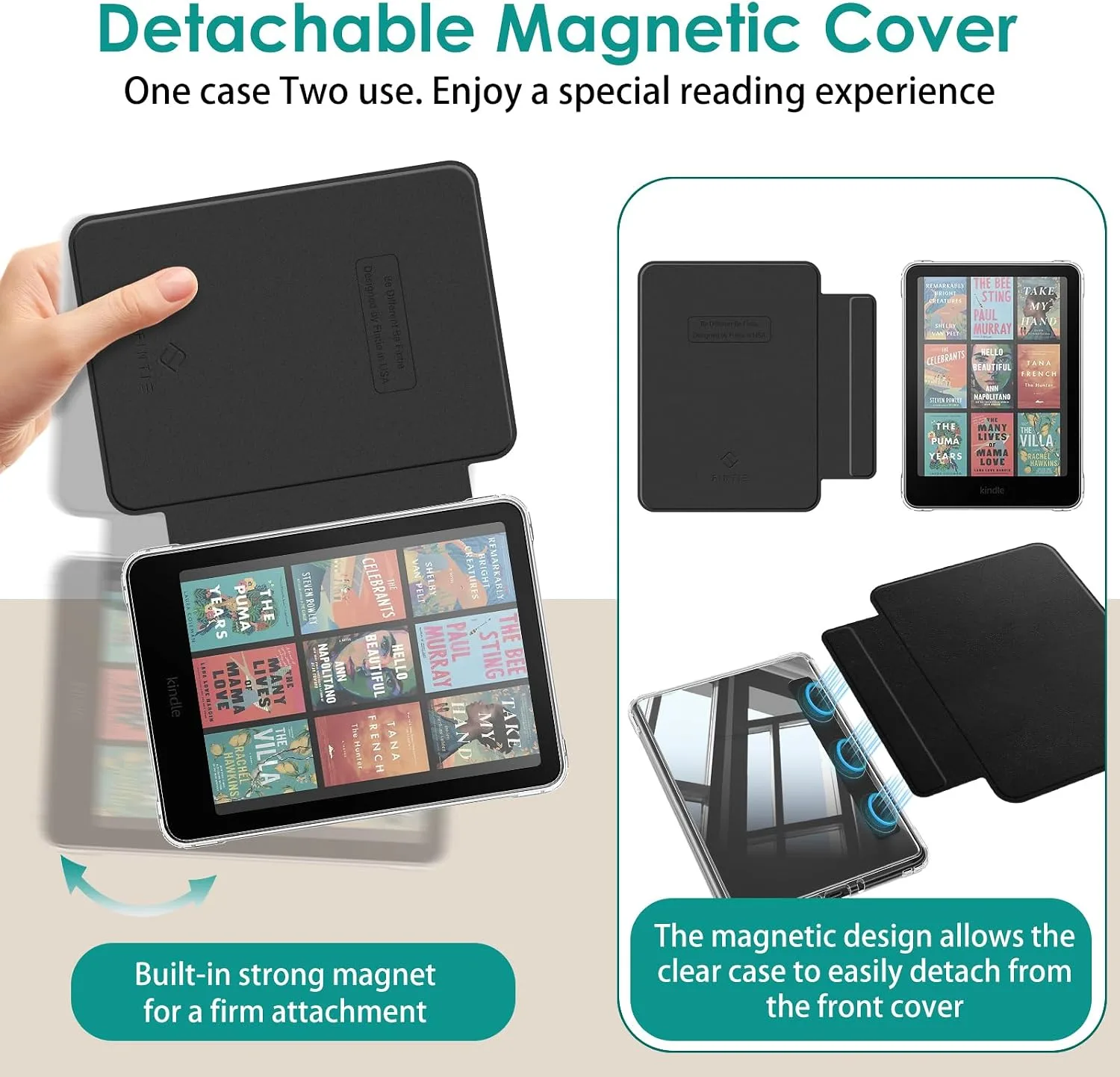 Fintie Detachable Case for Kindle Paperwhite 12th Gen 2024/Kindle Colorsoft