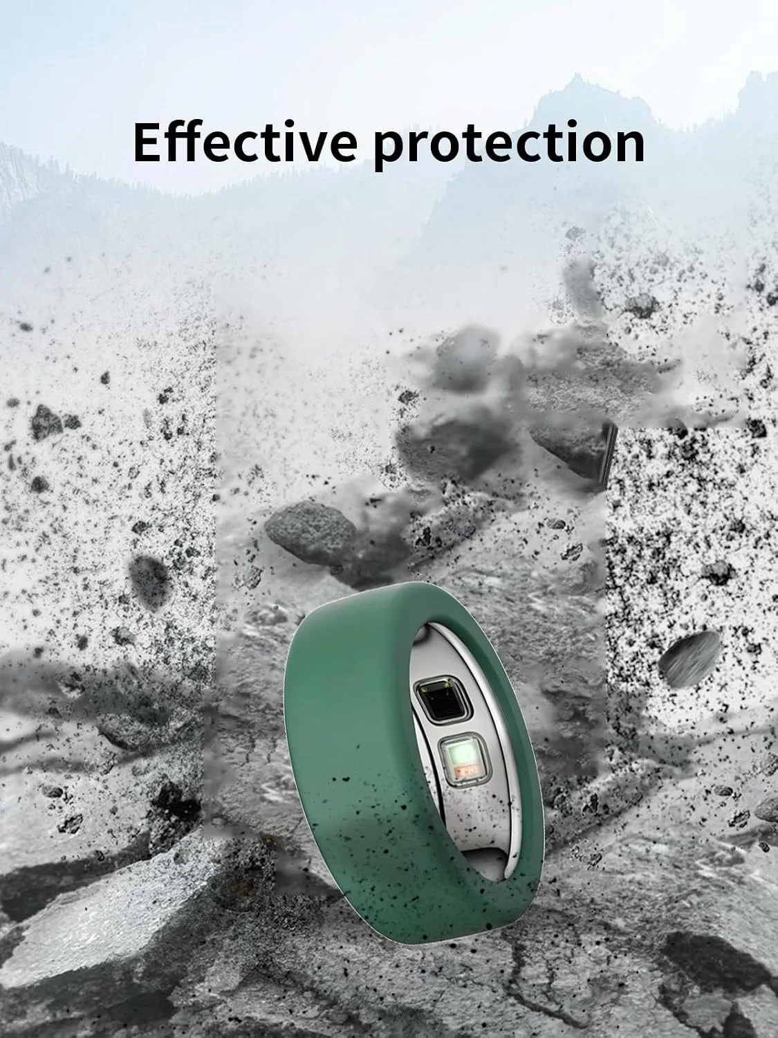 for OURA Ring5 Silicone Ring Protector Case.(Size:6~9)-Black+Green
