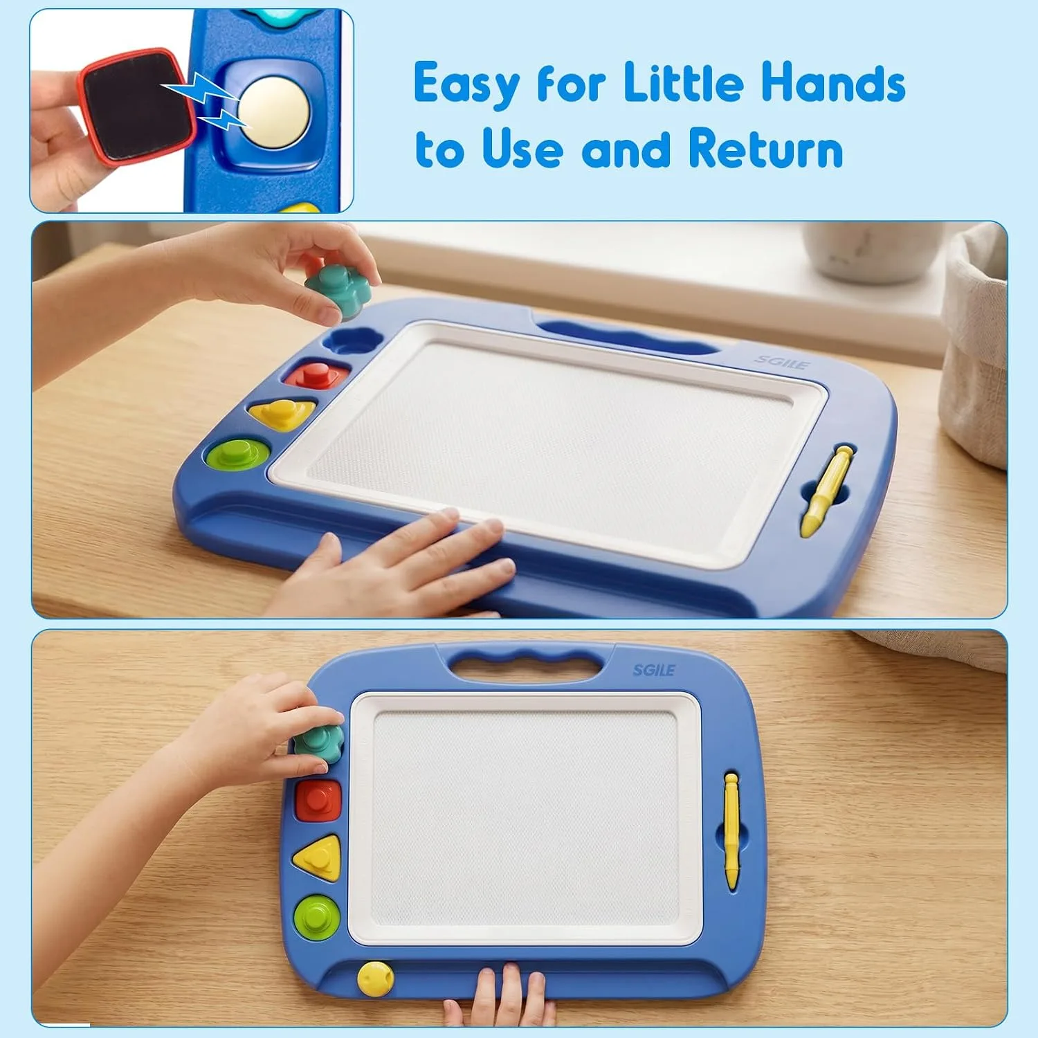 SGILE Magnetic Drawing Board for Kids, Toddler Doodle Toys, Large 16 × 13"