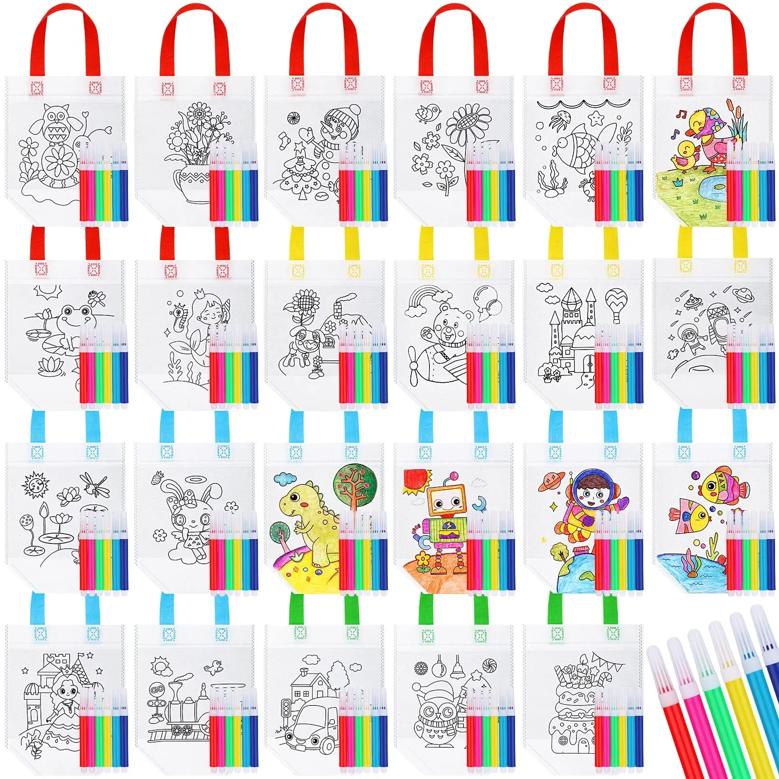Bolsas para colorear Chunful 48 piezas con marcadores