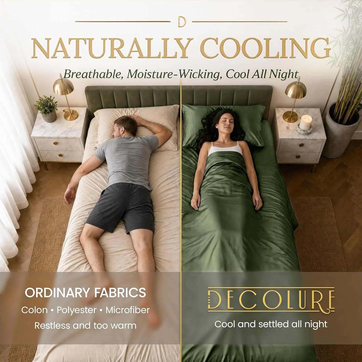 DECOLURE 100% Viscose from Bamboo Sheets Twin Size | 4 Pc Cooling Bed Set