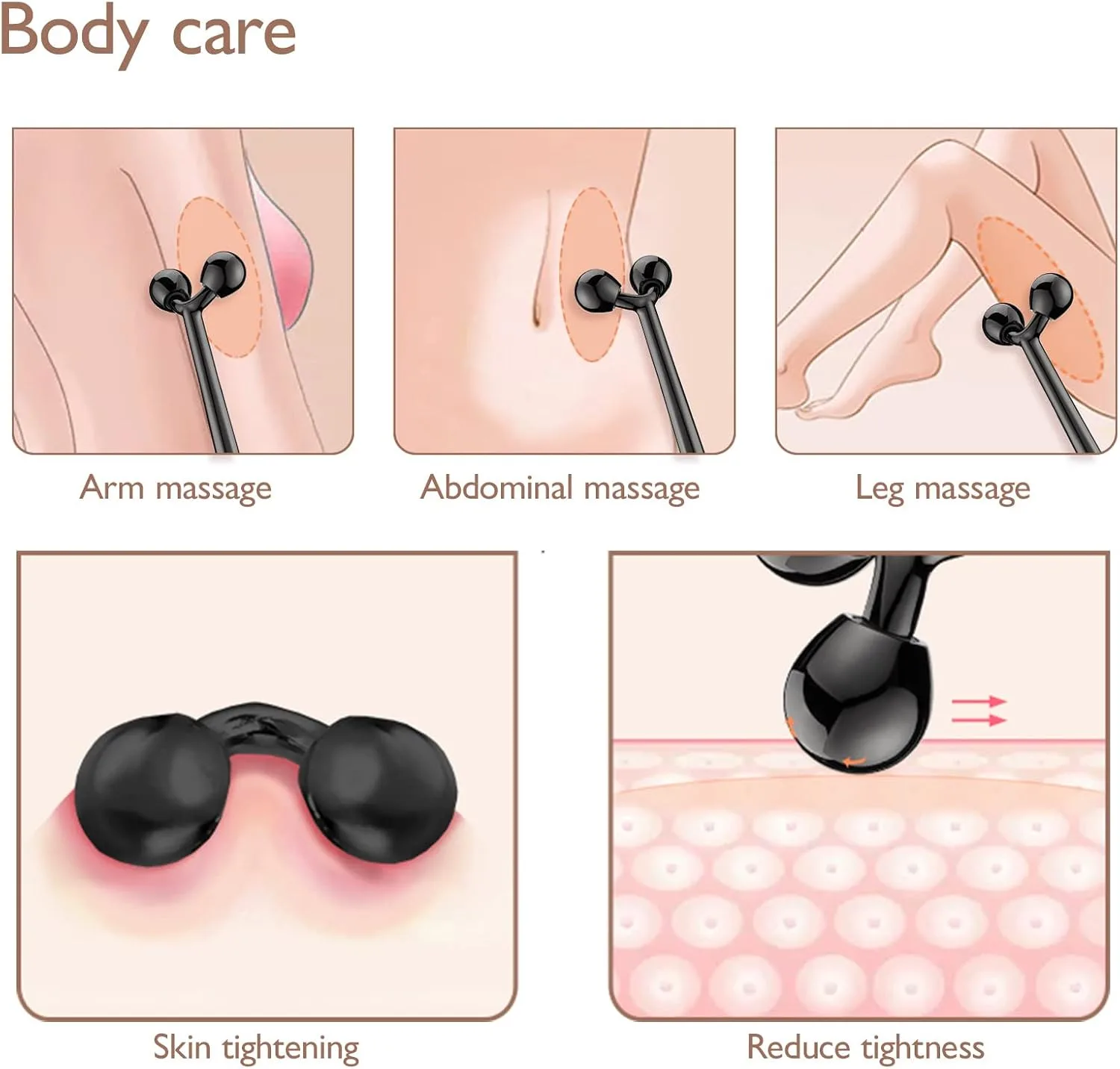 Tekson Faical Roller Massager, 3D Metal Face Massage Tool, Black