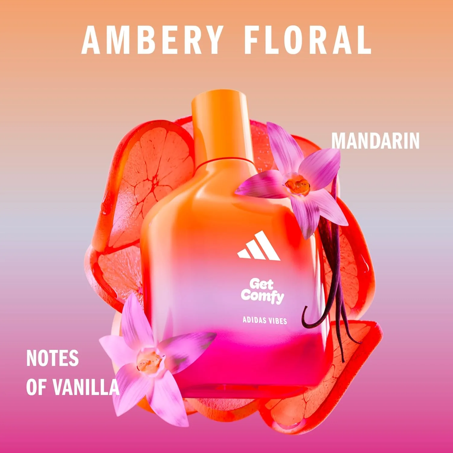 adidas Vibes Get Comfy Giftset 1 fl oz EDP + 3.3 fl oz Shower Gel, Notes of Amber Floral, Mandarin, and Vanilla, Unisex Fragrance, Long Lasting, Sporty Fragrance, Travel Size
