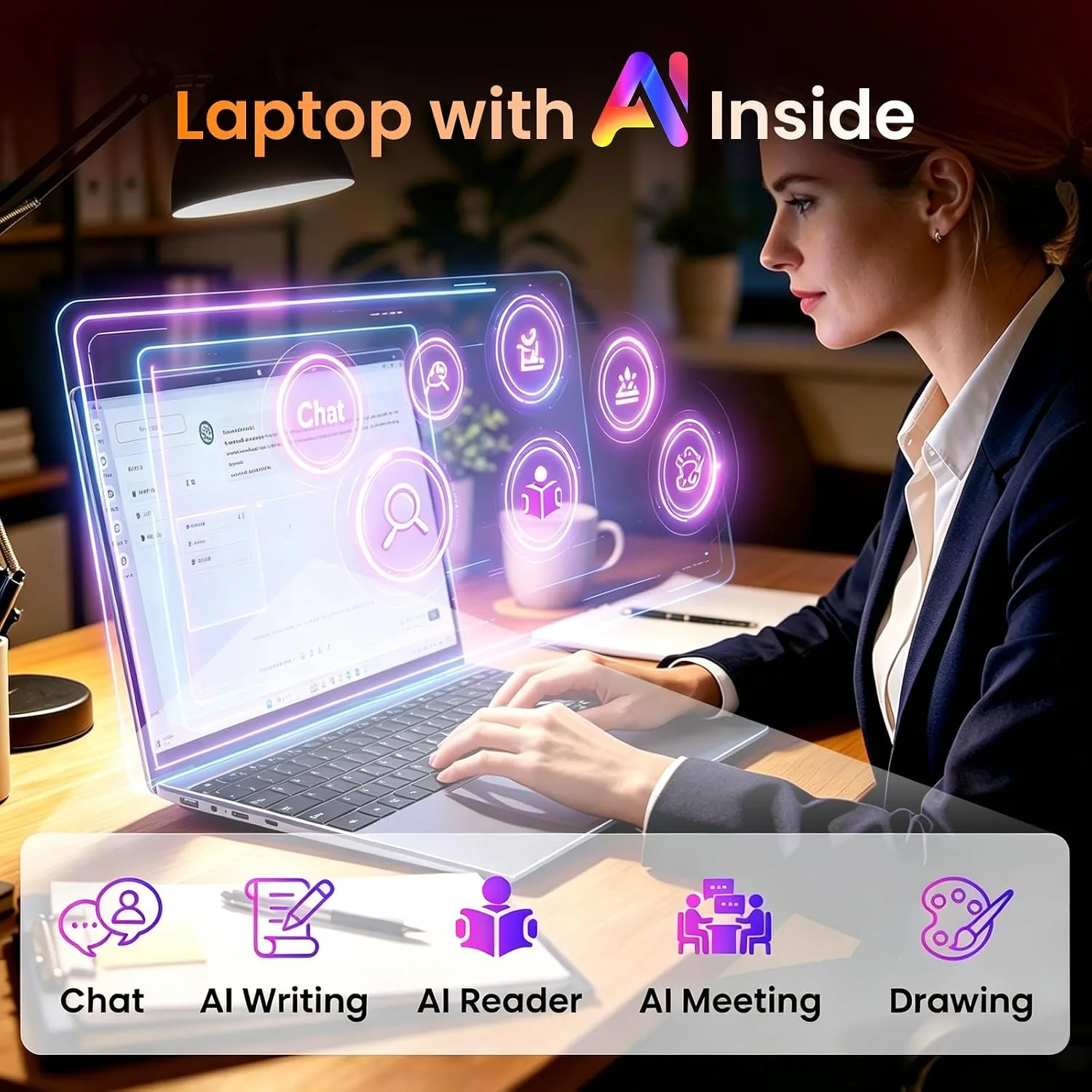 15.6" FHD IPS Student Laptop, AI Assistant Included, Office 365