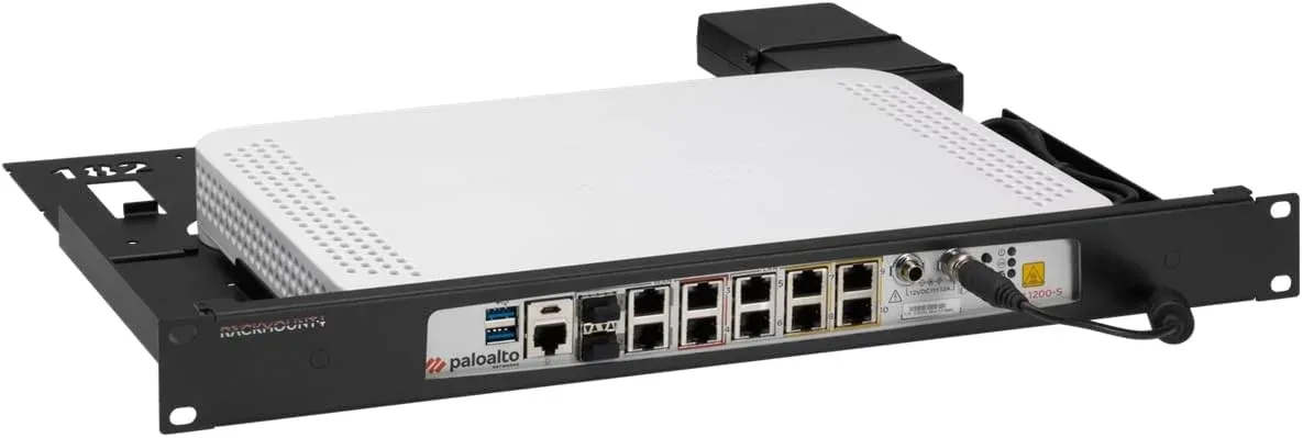Kit de montaje en rack Rackmount.IT RM-PA-T12 para firewalls Palo Alto Networks PA-410, PA-415 y PA-415-5G, 1U, acero negro