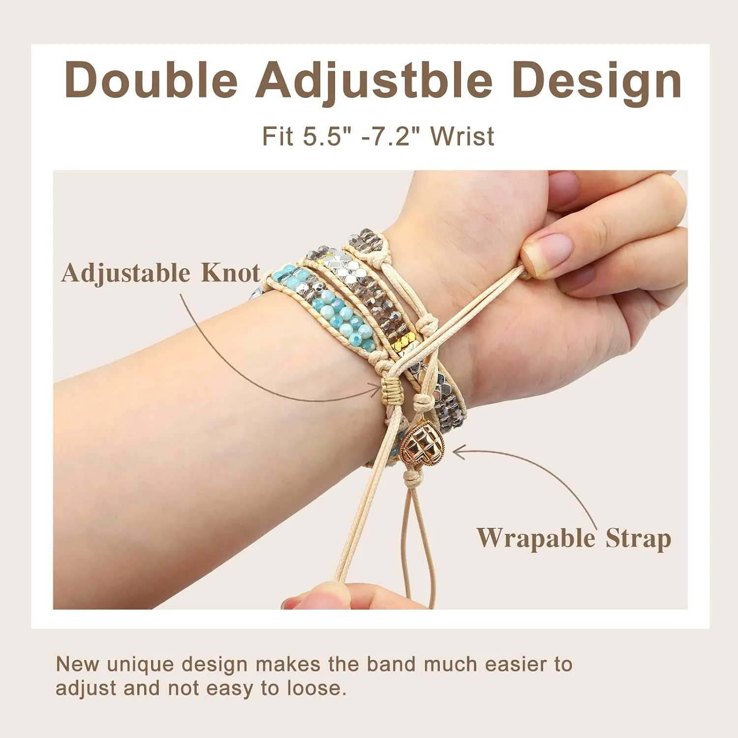 JR.DM Boho Beaded Handmade Braided Bracelet Band Women 20mm Compatible with Samsung Galaxy Watch 7/6/5/4/Active 2/4 Classic/6 Classic/5 Pro/FE 40mm 42mm 43mm 44mm 45mm 46mm 47mm