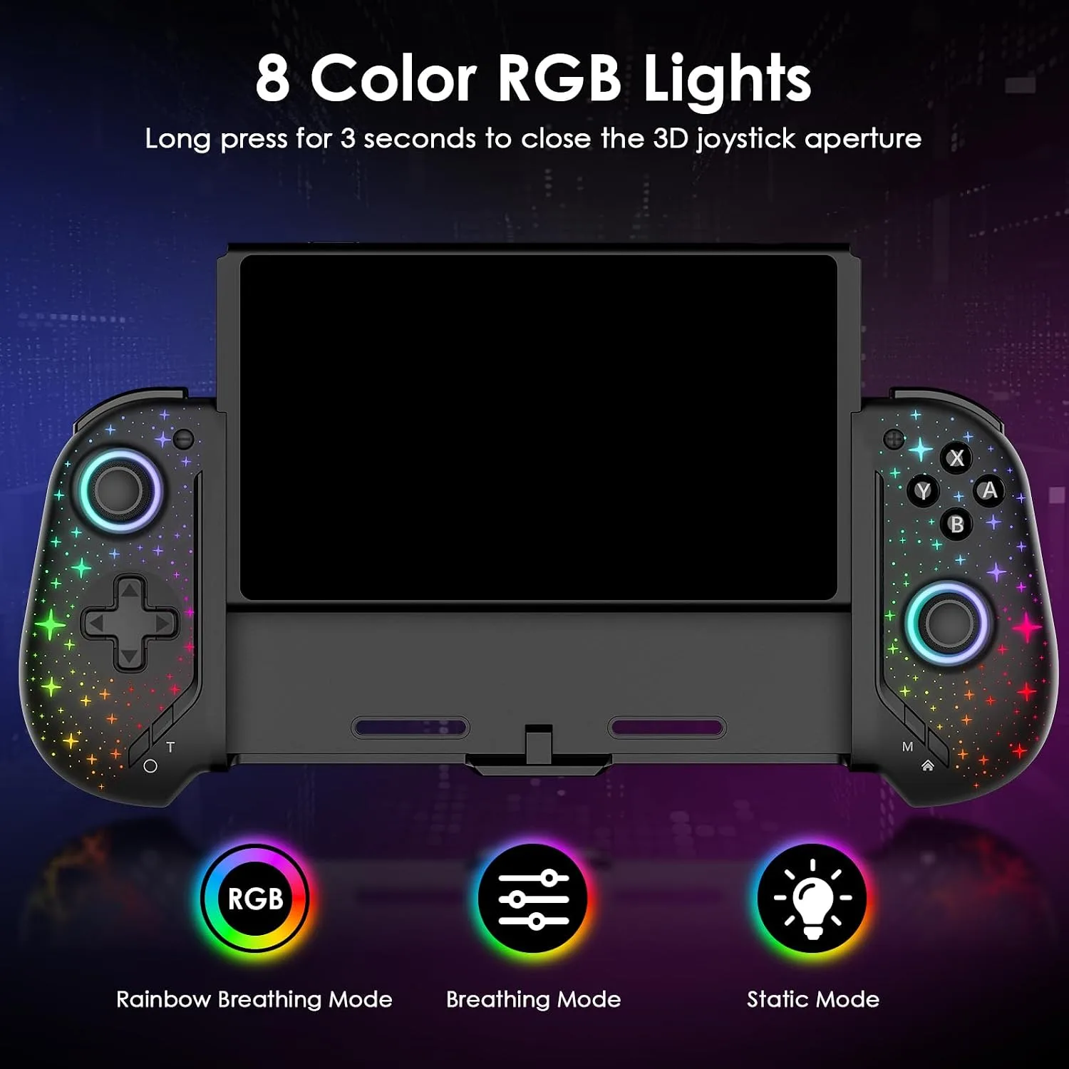 Moonag Switch Controllers Compatible with Nintendo Switch/OLED, Hall Effect One-Piece Controllers with 6-Axis Gyro, Motion Control, Wake-up, Dual Vibration, Turbo, 1000mAh Battery, Star