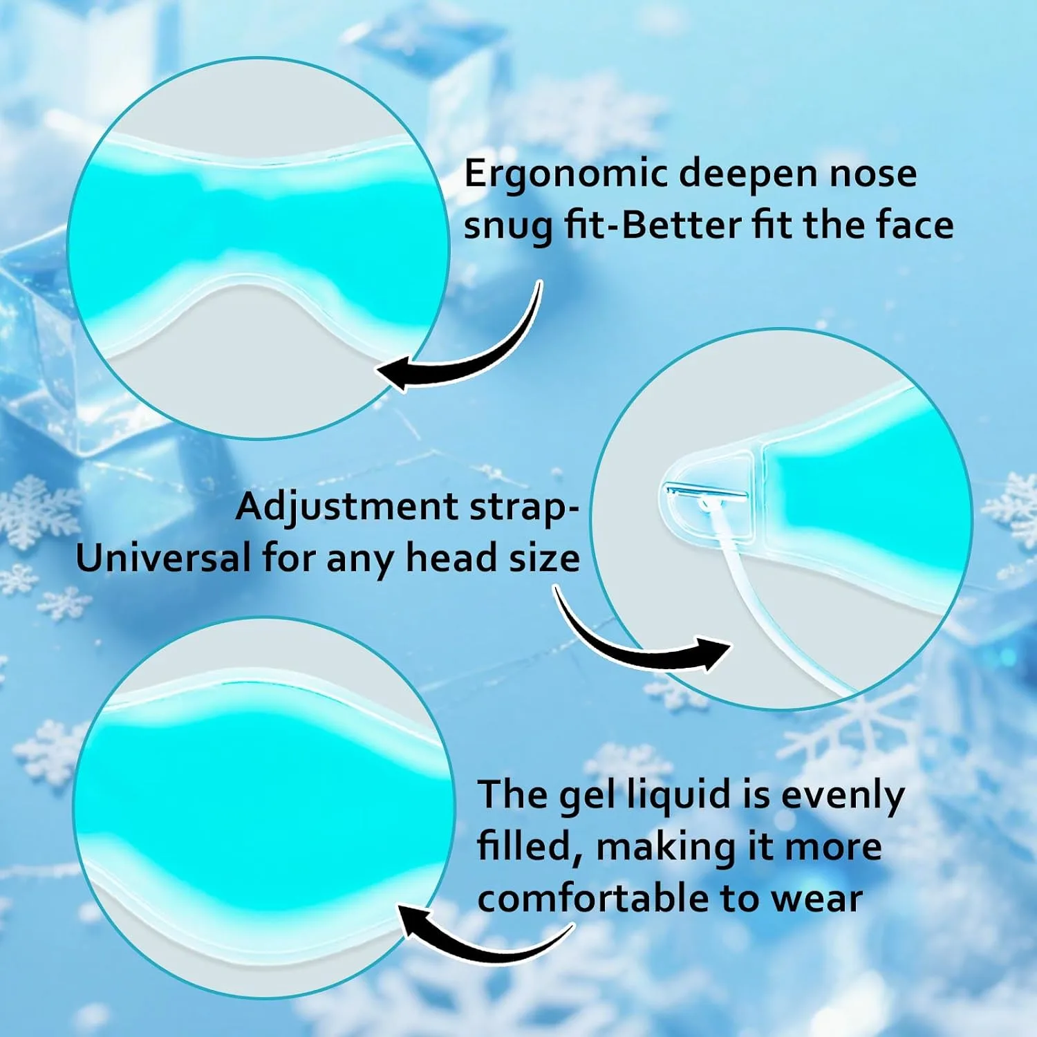 Cooling Eye Mask - Gel Ice Pack Reusable Cooling Eye Pads and Under Patches,Eye Hot Cold Treatment for Redness,Pain Relief Relax (Blue)