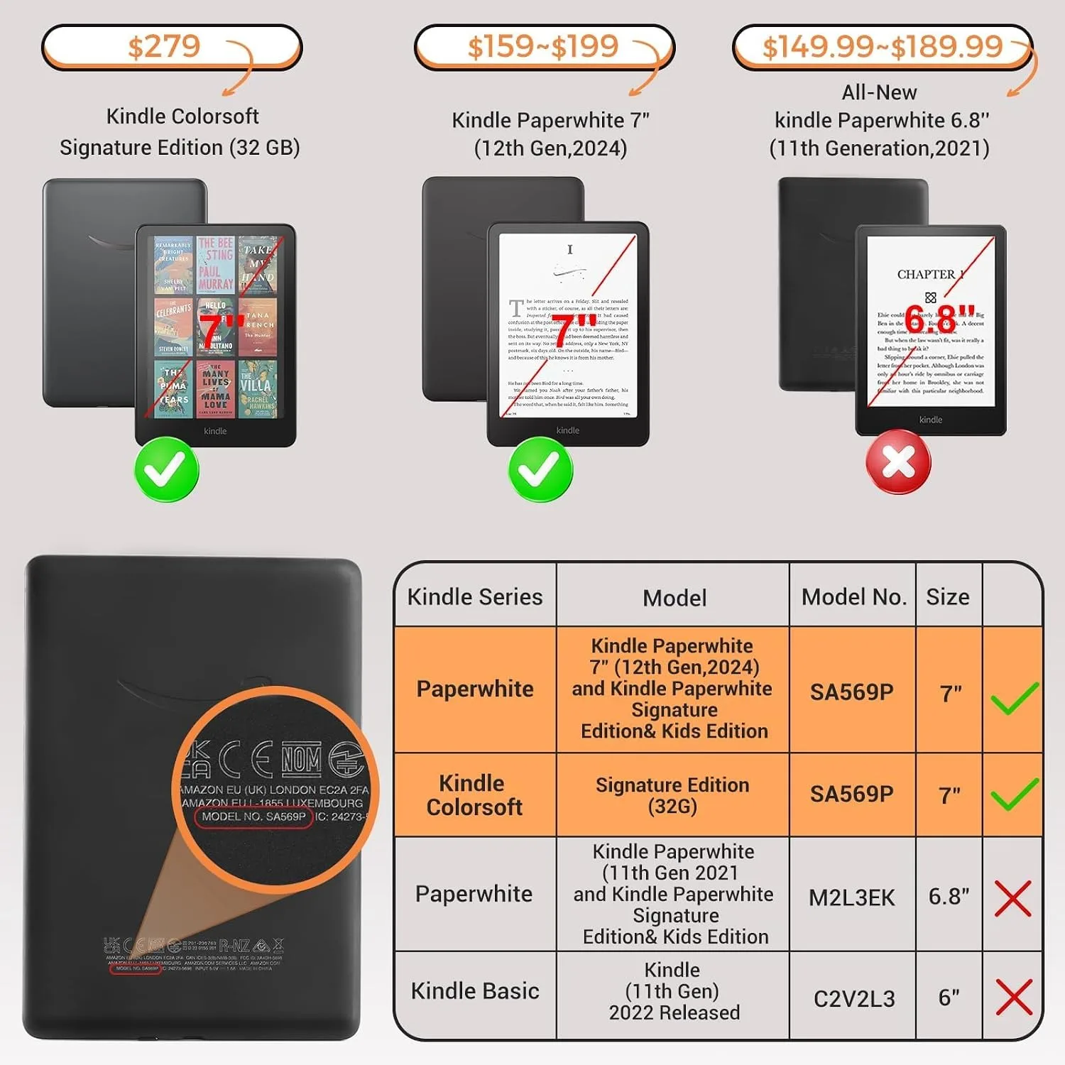 CoBak Magnetic Case for 7" Kindle Paperwhite 12th 2024 and Kindle Colorsoft