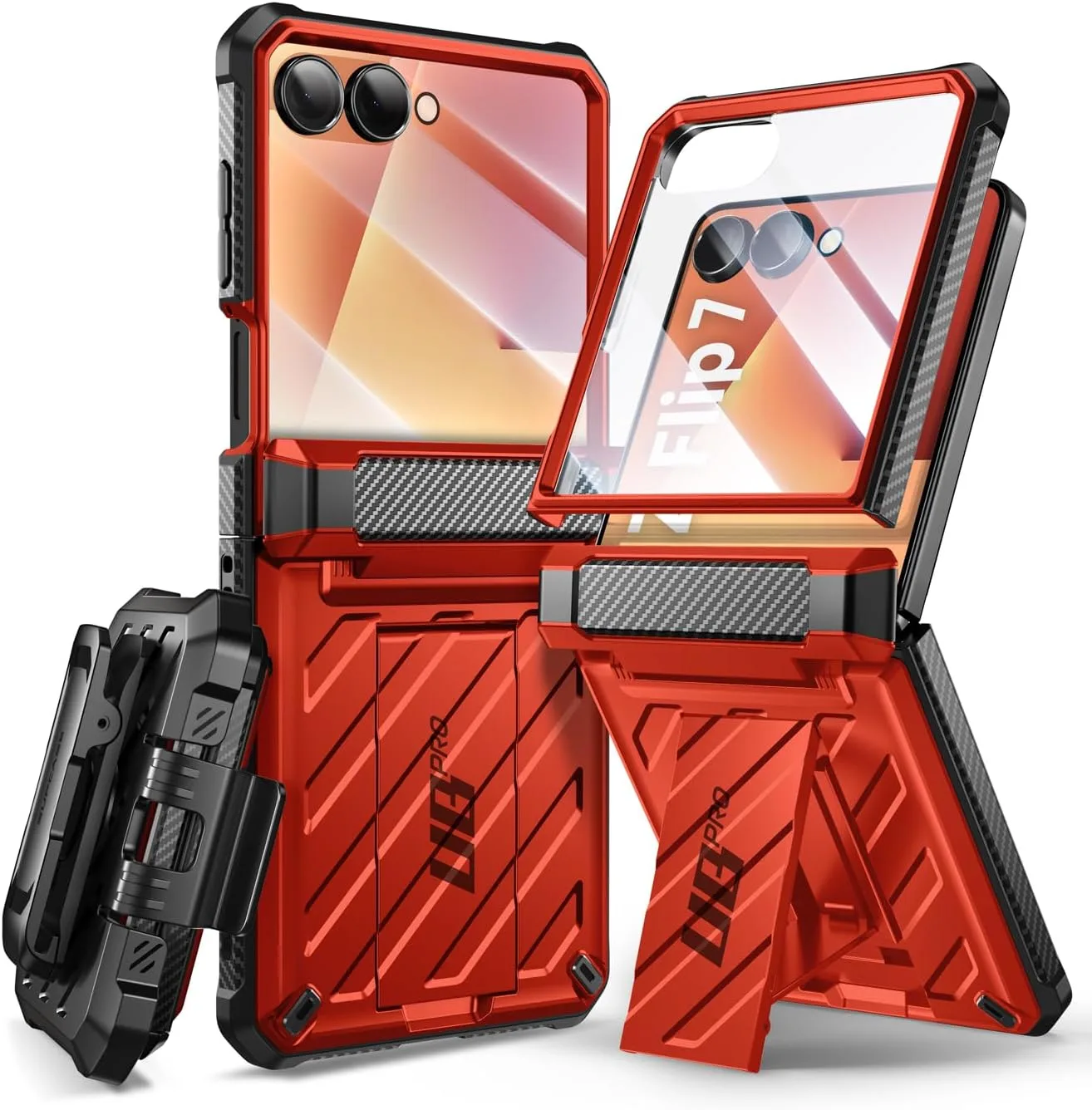 SUPCASE for Samsung Galaxy Z Flip 7 Case with Built-in Kickstand, Ruddy