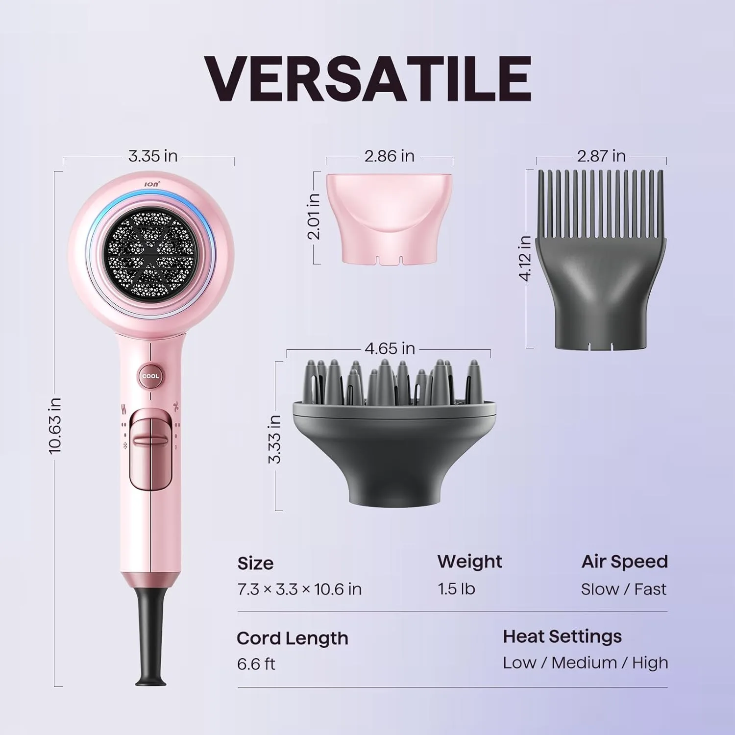 Wavytalk Blown Away Ionic Hair Dryer with Diffuser for Curly Hair