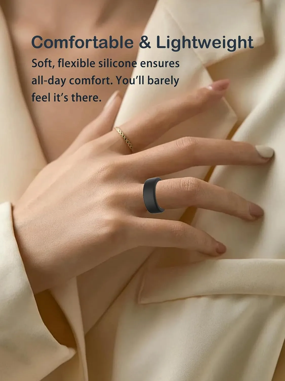 Silicone Case for Oura Ring 5, 2-Pack, M (10-13), Black+ White