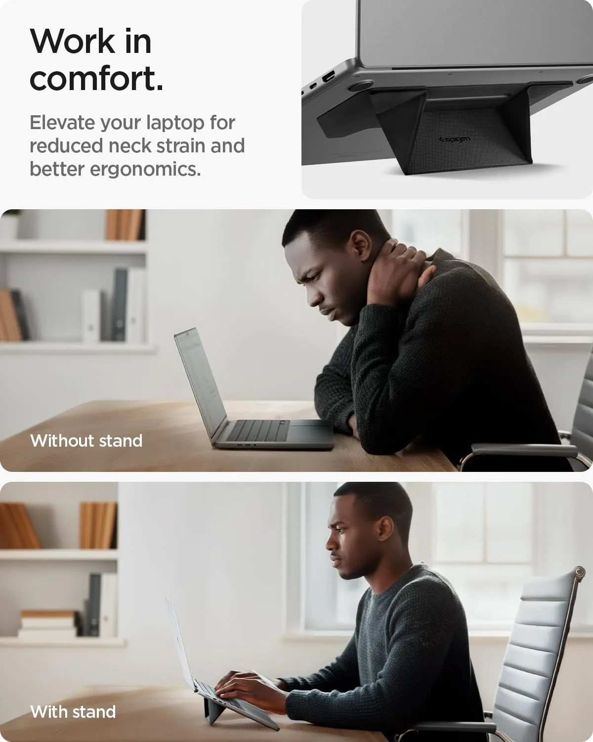 Spigen Slim Fold Adhesive Laptop Stand Foldable Portable