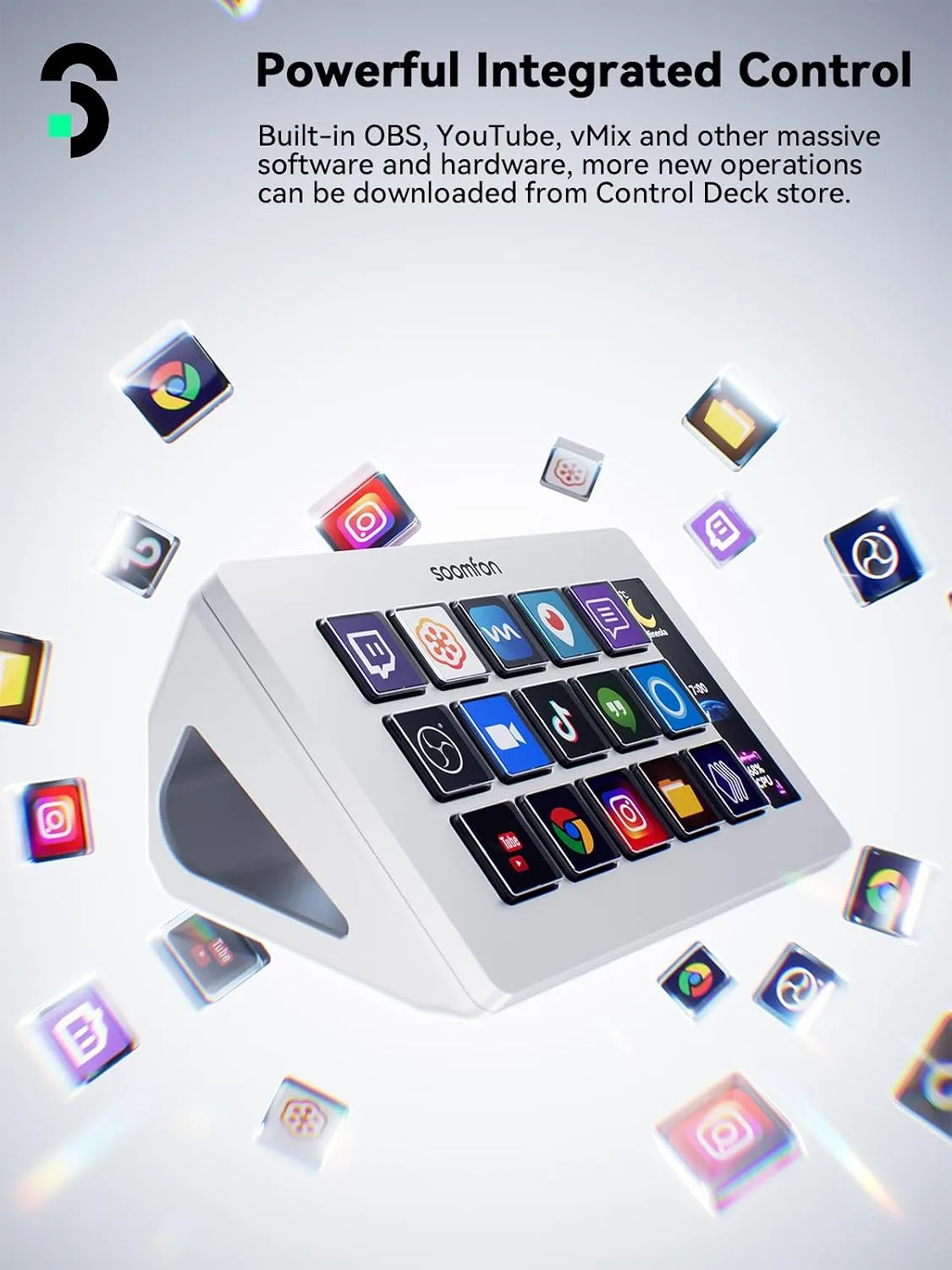 SOOMFON Stream Controller Studio Control Deck 15 Macro Keys and Dashboard
