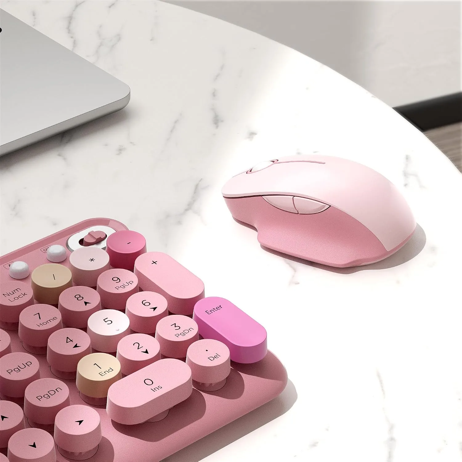 Colorful Wireless Keyboard and Mouse Combo (Pink Colorful)
