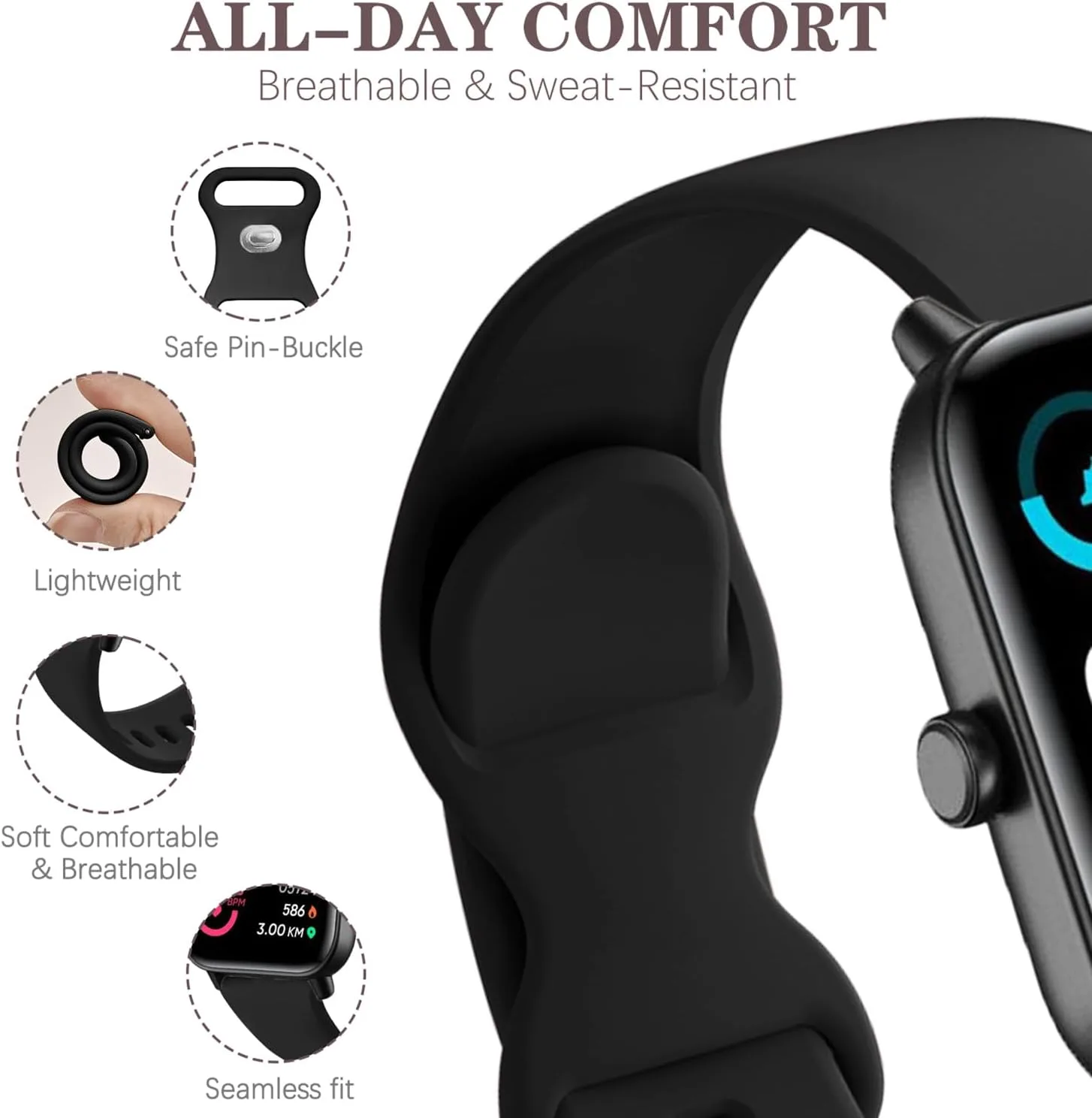 Compatible with Veryfit Smart Watch Bands IDW13 IDW16 IDW19 IDW26 IDW28, 6-Pack 22mm Quick Release Soft Silicone Sport Straps Replacement Wristband
