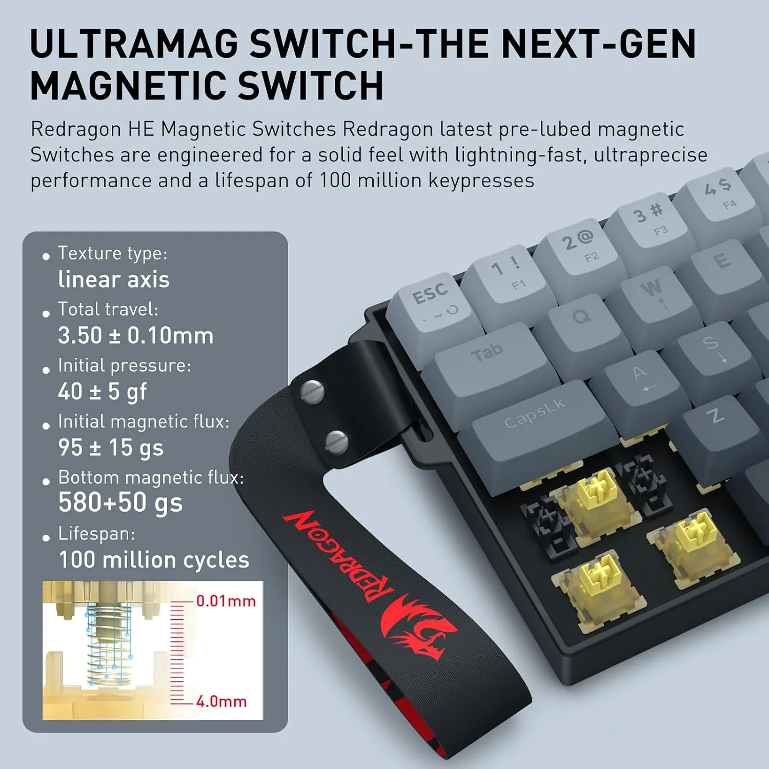 Redragon K617 HE Wired Hall-Effect Rapid Trigger Magnetic Gaming Keyboard