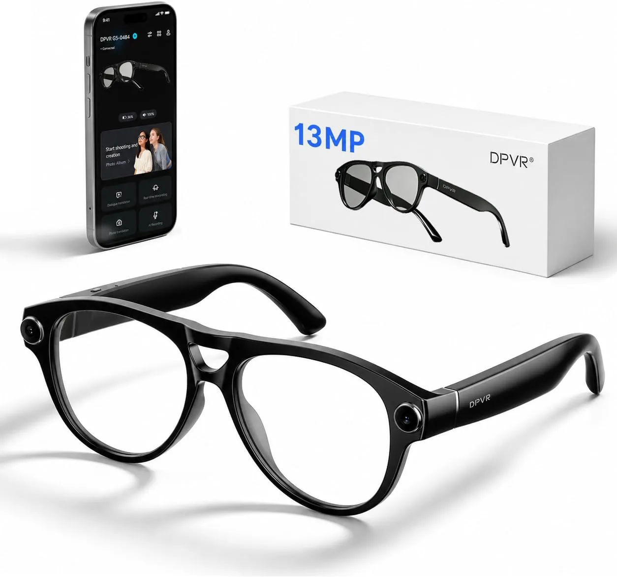 G5 AI Smart Glasses with Camera and Bluetooth, 13MP Video Recording Glasses