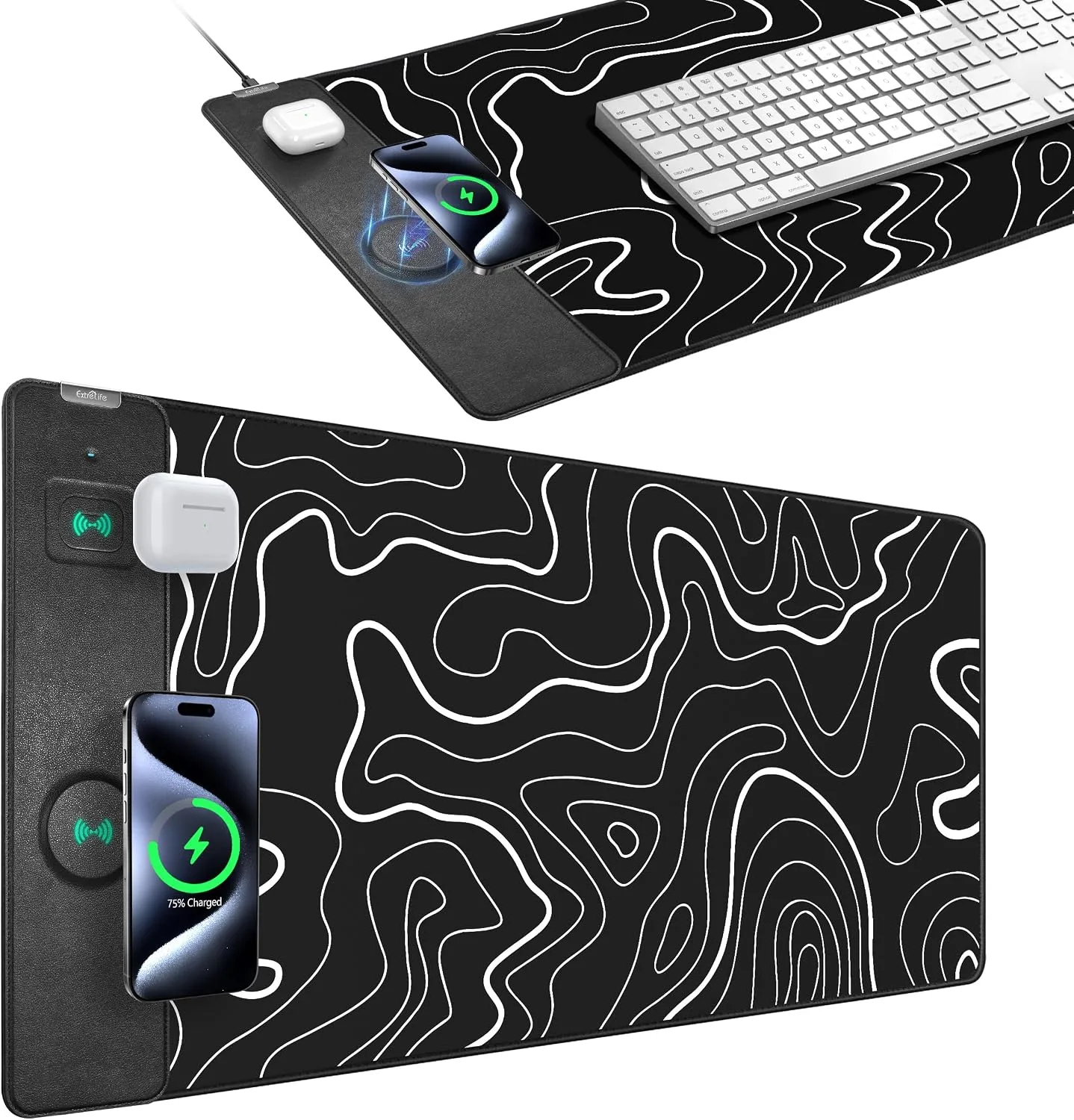 Magnetic Wireless Charging Mouse Pad, 31.5"x15.8" XXL Desk Mat