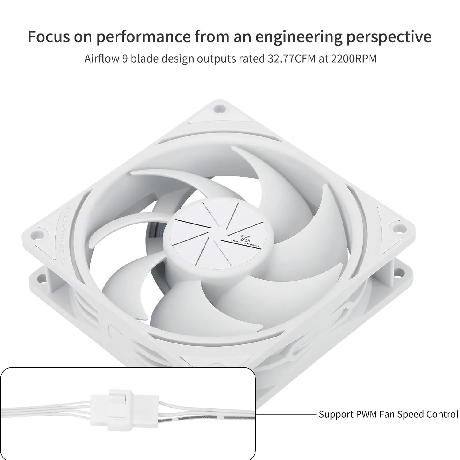 Thermalright TL-P9W CPU Fan, Computer Case Cooling Quiet 4PIN PWM PC Fan, High Performance 92mm Silent Cooler, 2200RPM Speed, CPU Cooling(White)