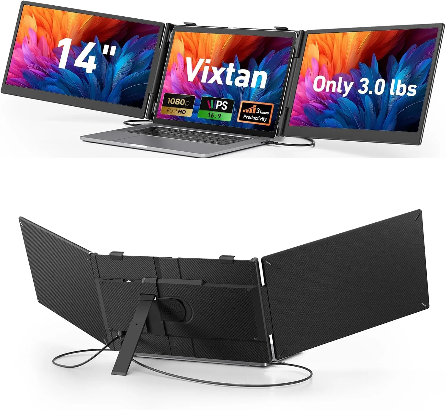 Monitor portátil Vixtan 14" FHD IPS para laptop triple pantalla