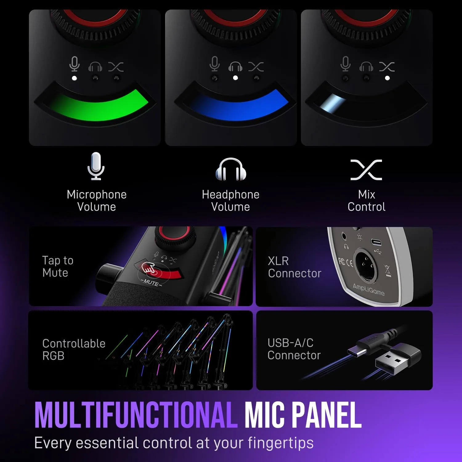 FIFINE AmpliGame AM8PROT Gaming Microphone Kit, XLR/USB Dynamic PC Mic