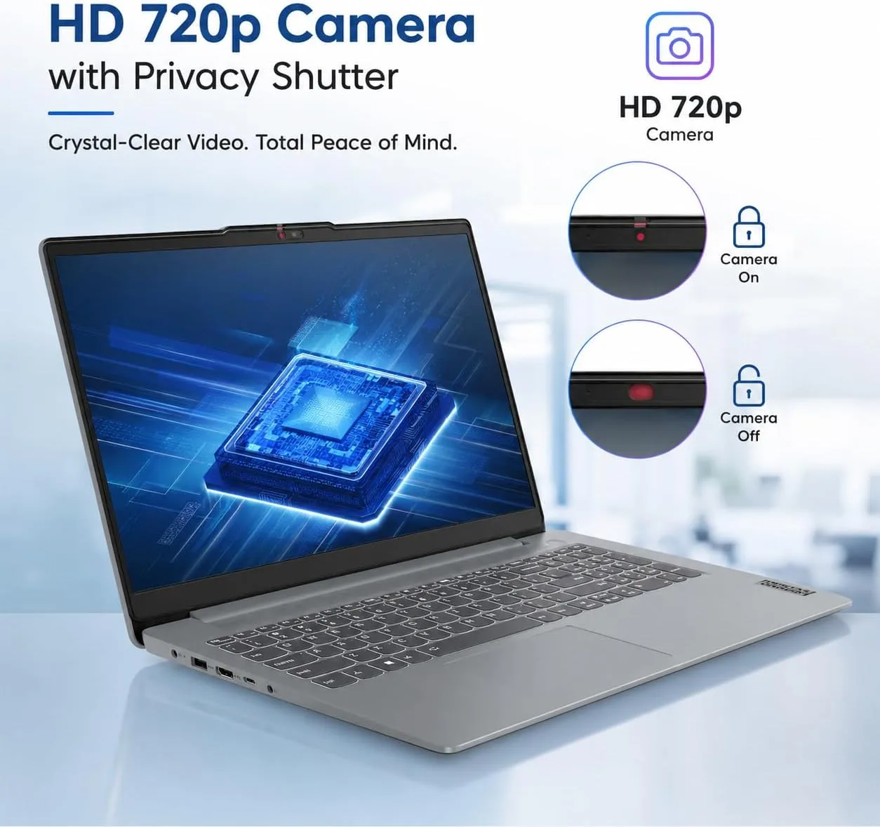 Lenovo IdeaPad Slim 3i Everyday AI Laptop 15.6" FHD Anti-Glare Intel 8-core Core 3 N355 8GB DDR5 128GB Storage Privacy Camera Type-C Long Battery Life Win11 ICP Accessory