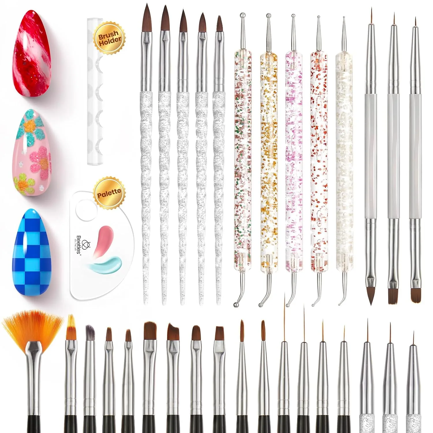 Set de pinceles para arte de uñas Beetles 31 piezas