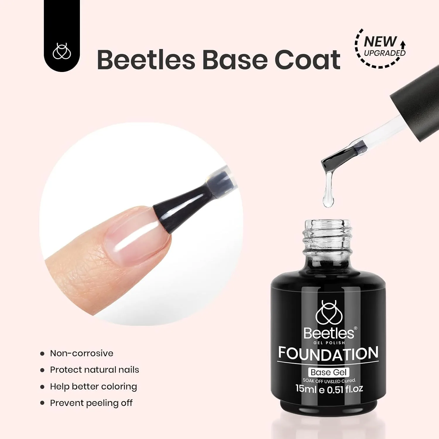 Beetles No Wipe Gel Top Coat & Base Coat Liquid Latex Set 3 Pcs 15ml