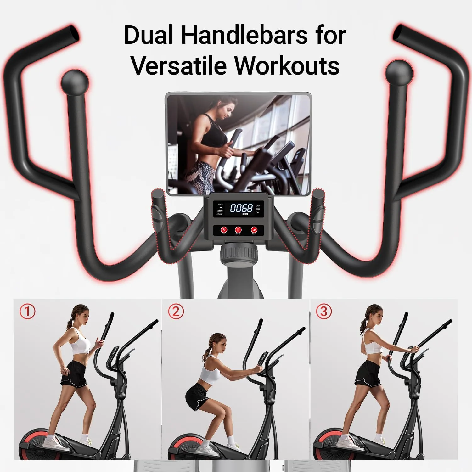 Elliptical Exercise Machine with 15.5''-17'' Stride & Heart Rate Grips,Ultra Silent Magnetic Elliptical Machine for Home with 16 Levels Resistance and LCD Monitor,400 LBS Weight Capacity